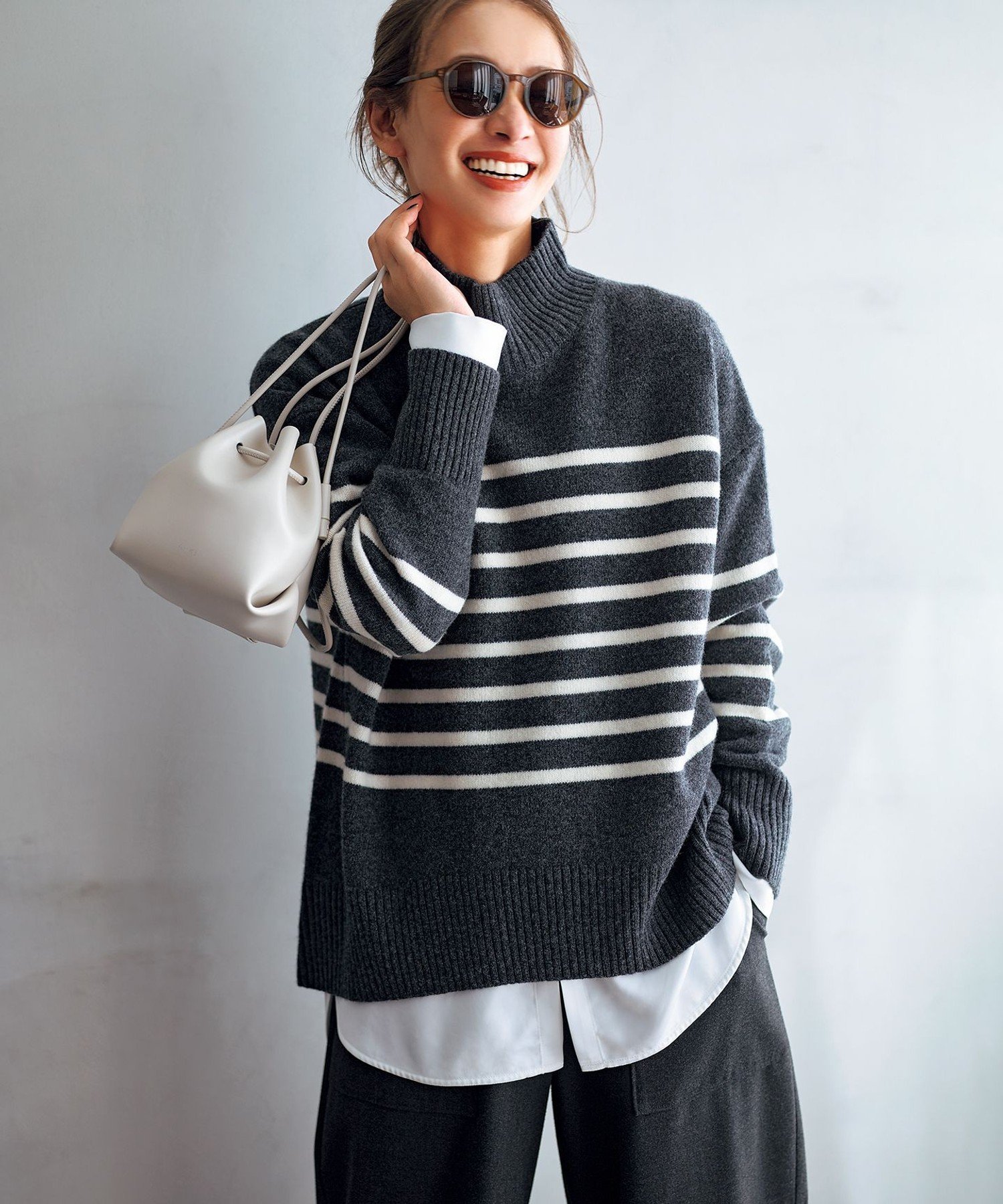 UNFILO カシミヤブレンド ハイネックニット アンフィーロ トップス ニット ベージュ ホワイト グレー グリーン ピンク レッド【送料無料】のサムネイル