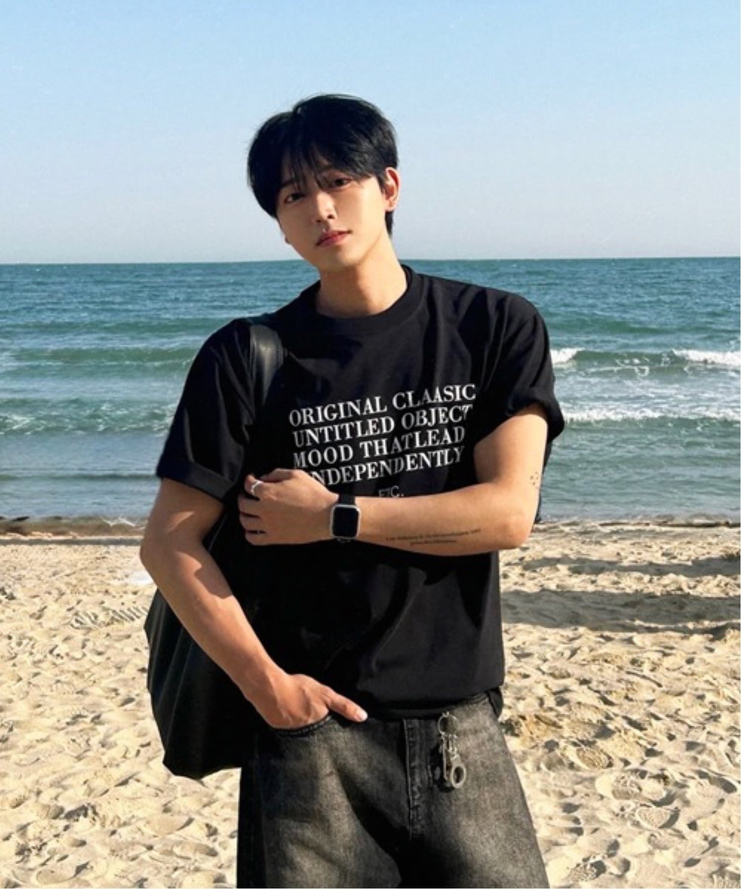 NOWLE NOWLE/(M)【NOWLE】リラックスフィット メッセージレタリング 半袖Tシャツ / モダンストリート タイポグラフィ トップス チェルカ トップス カットソー・Tシャツ レッド ブラック