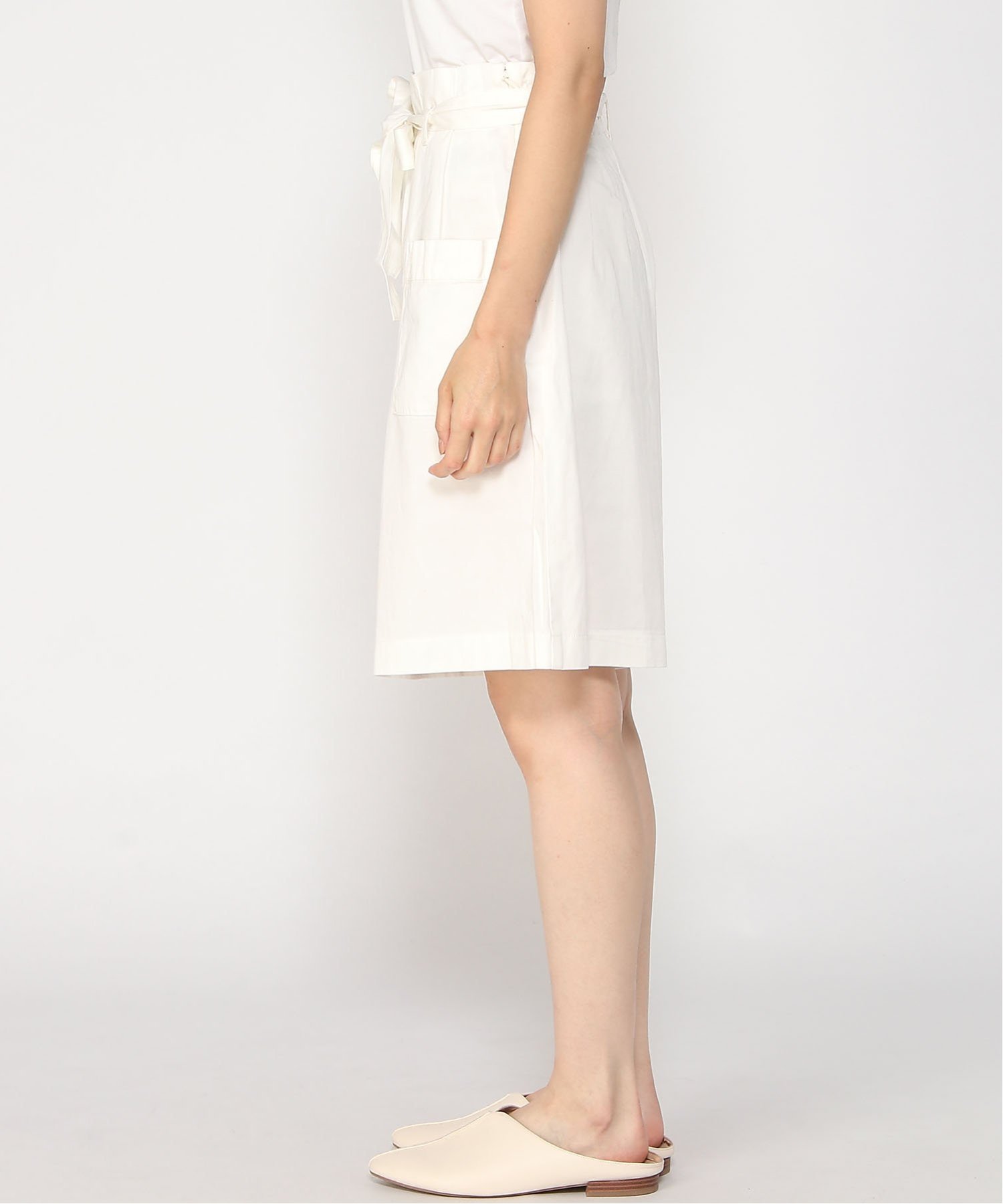 B.C STOCK/(W)(テアライカ)リボンベルトキュロット ベーセーストック パンツ キュロット ホワイト