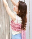 【SALE/50%OFF】mysty woman フリルビスチェSET ミスティウーマン トップス ニット ピンク ブラック ホワイト