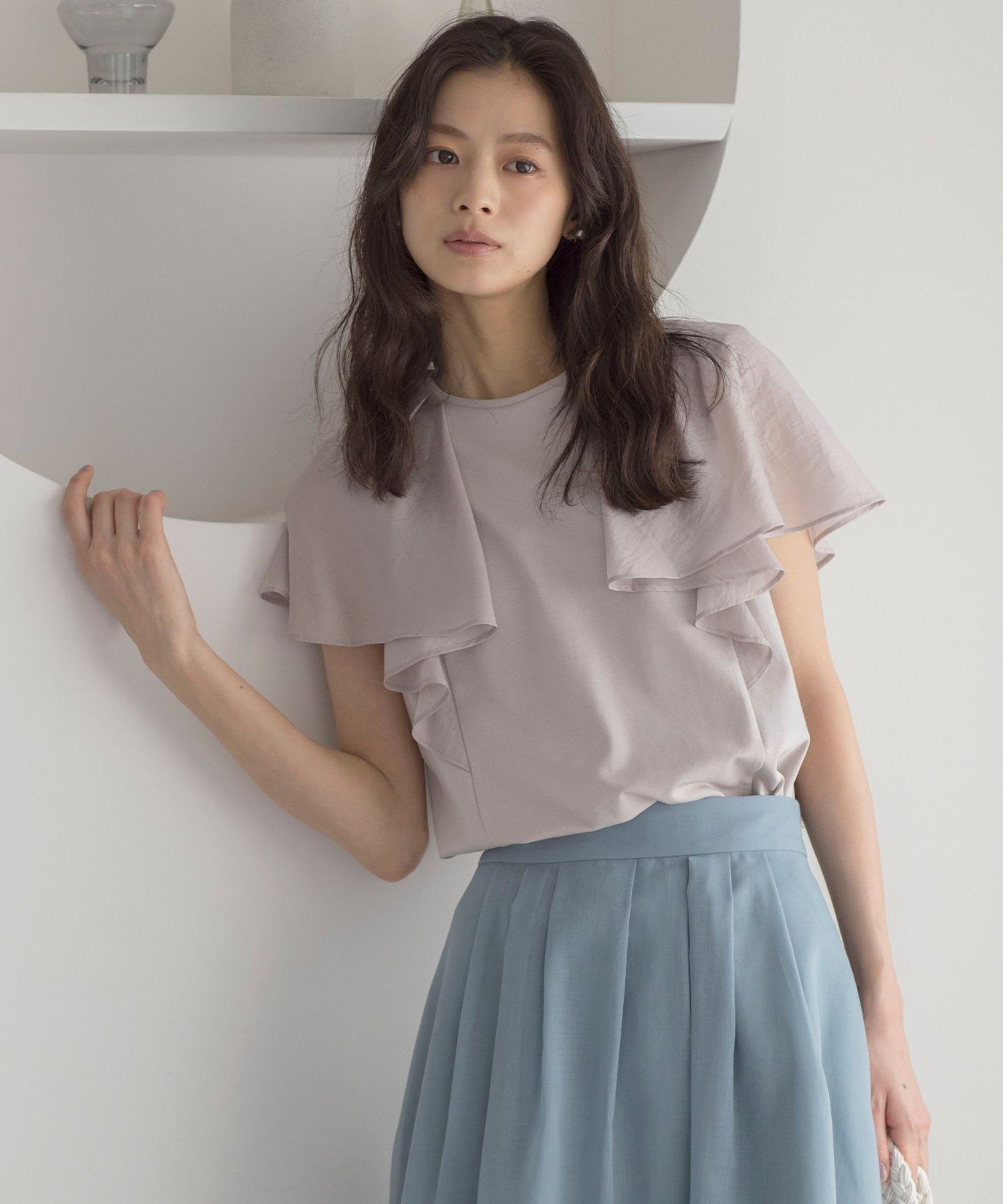 組曲 コットンポンチケープライク ブラウス クミキョク トップス カットソー・Tシャツ ブラック ホワイト ピンク