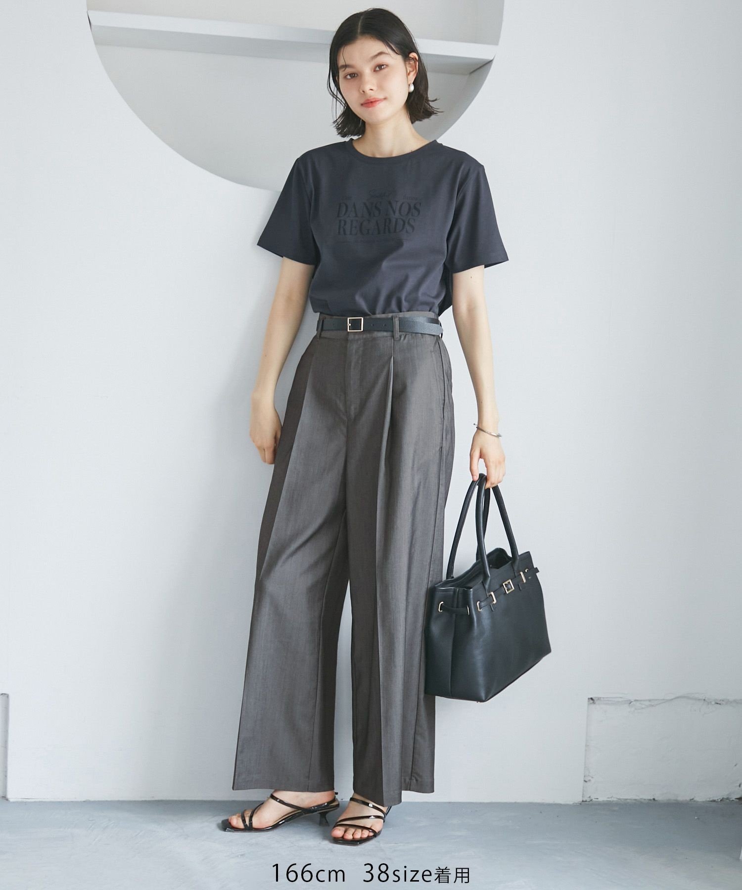 ROPE' PICNIC テンセルシャンブレータックワイドスラックス/通勤対応 ロペピクニック パンツ その他のパンツ ネイビー ブラック【送料無料】