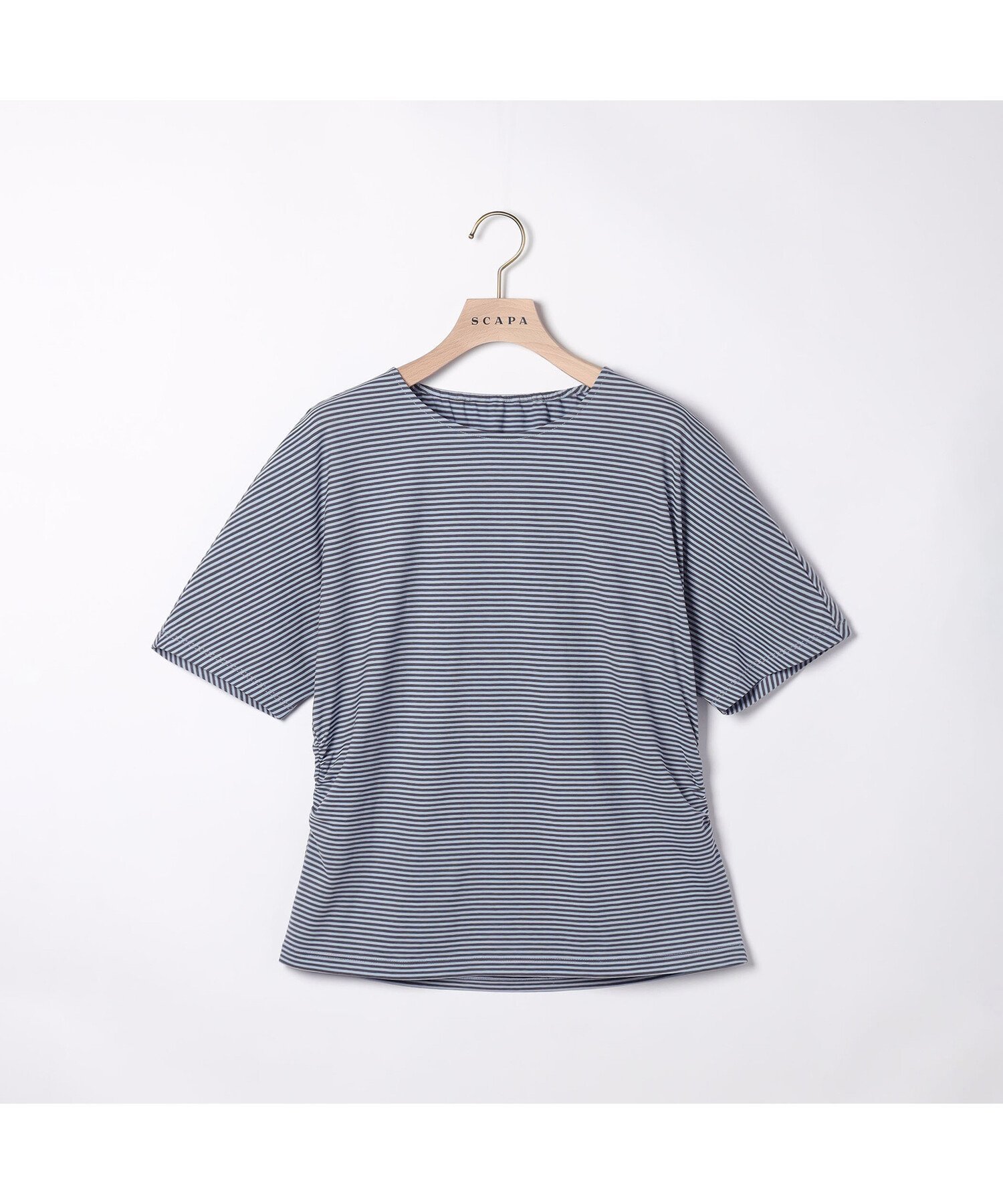 SCAPA コットンボーダーカットソー スキャパ トップス カットソー・Tシャツ グレー