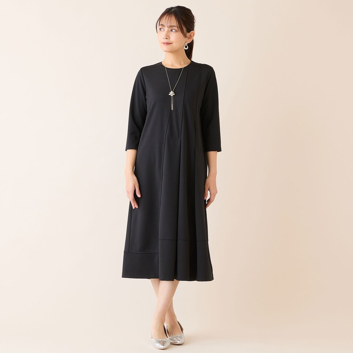 LOBJIE 【洗える】タックデザインワンピース ロブジェ ワンピース・ドレス ワンピース ブラック グリーン
