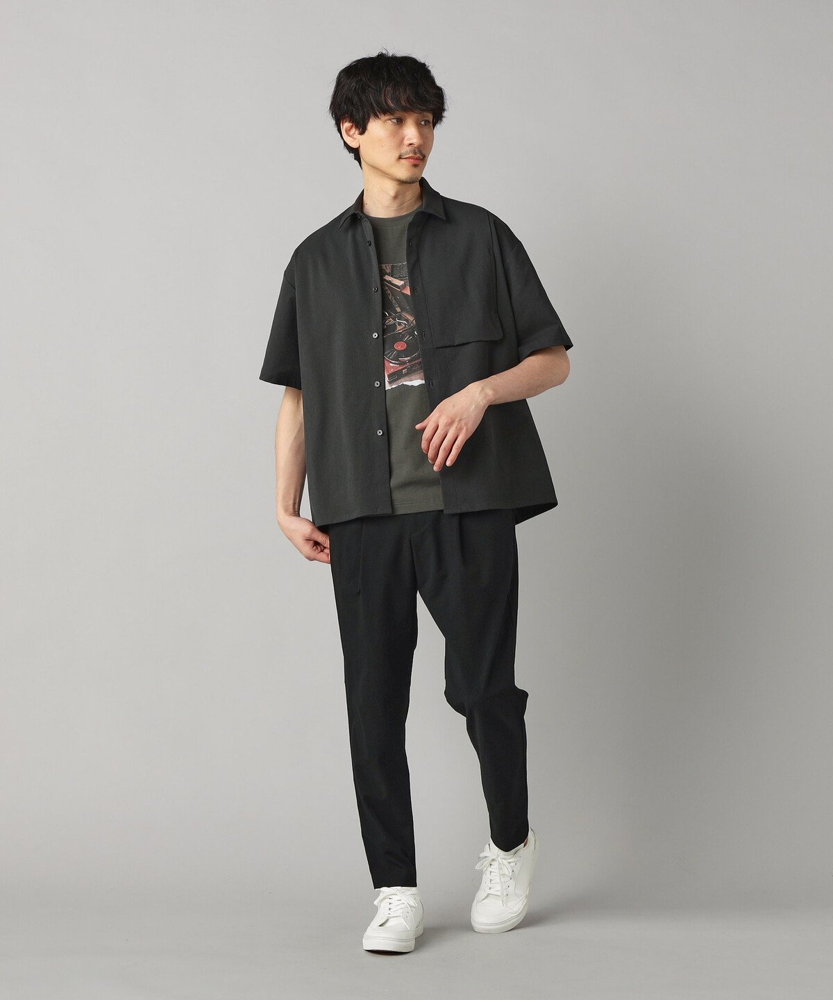 【撥水】ドビーワッフル タックパンツ コムサメン パンツ その他のパンツ ブラック グレー