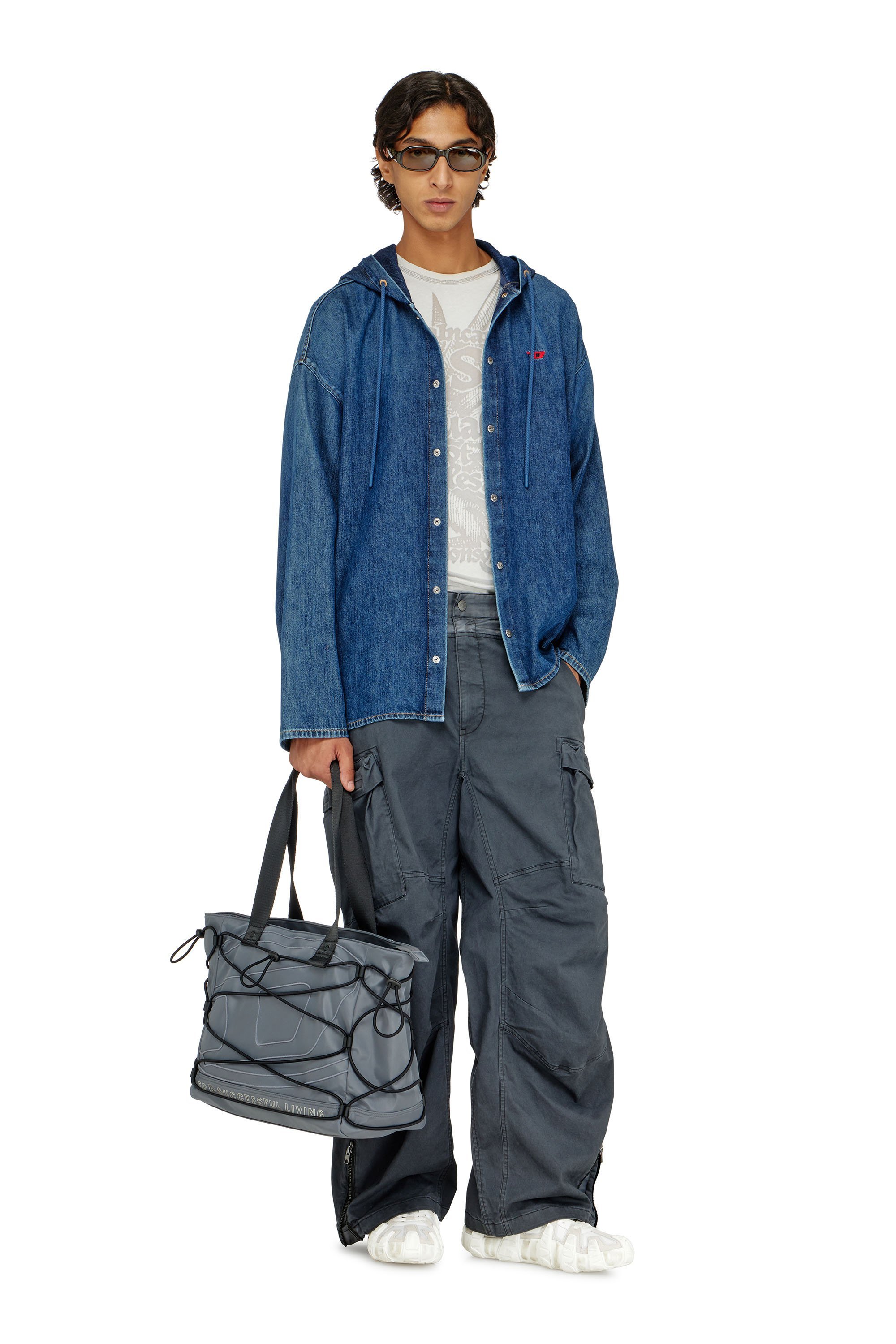 メンズ フーディーシャツ D-DEWNY-HOOD ディーゼル トップス シャツ・ブラウス ブルー