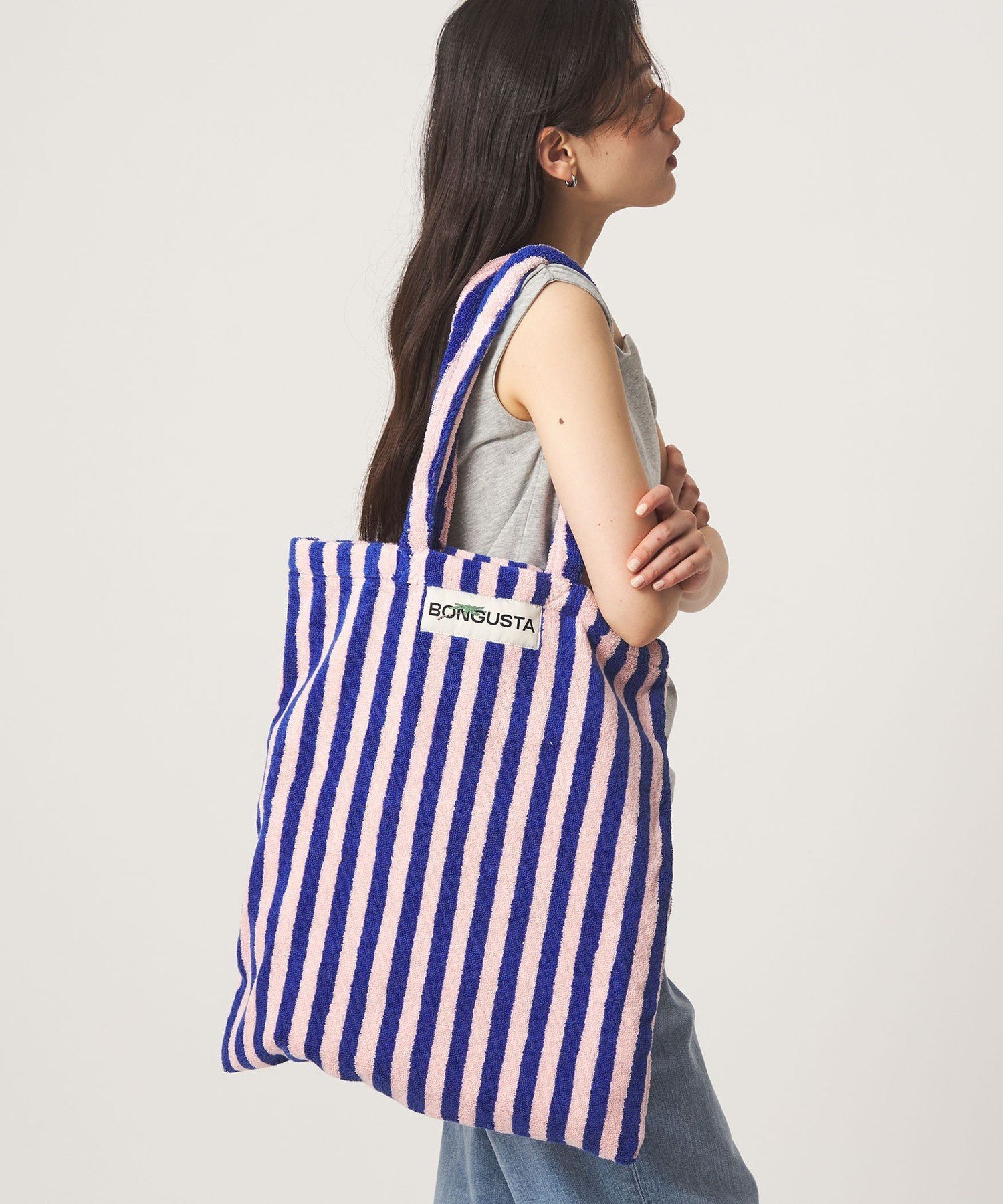 UNITED ARROWS green label relaxing ＜BONGUSTA＞トートバッグ(ストライプ) ユナイテッドアローズ グリーンレーベルリラクシング バッグ トートバッグ グリーン ブラウン ホワイト イエロー【送料無料】