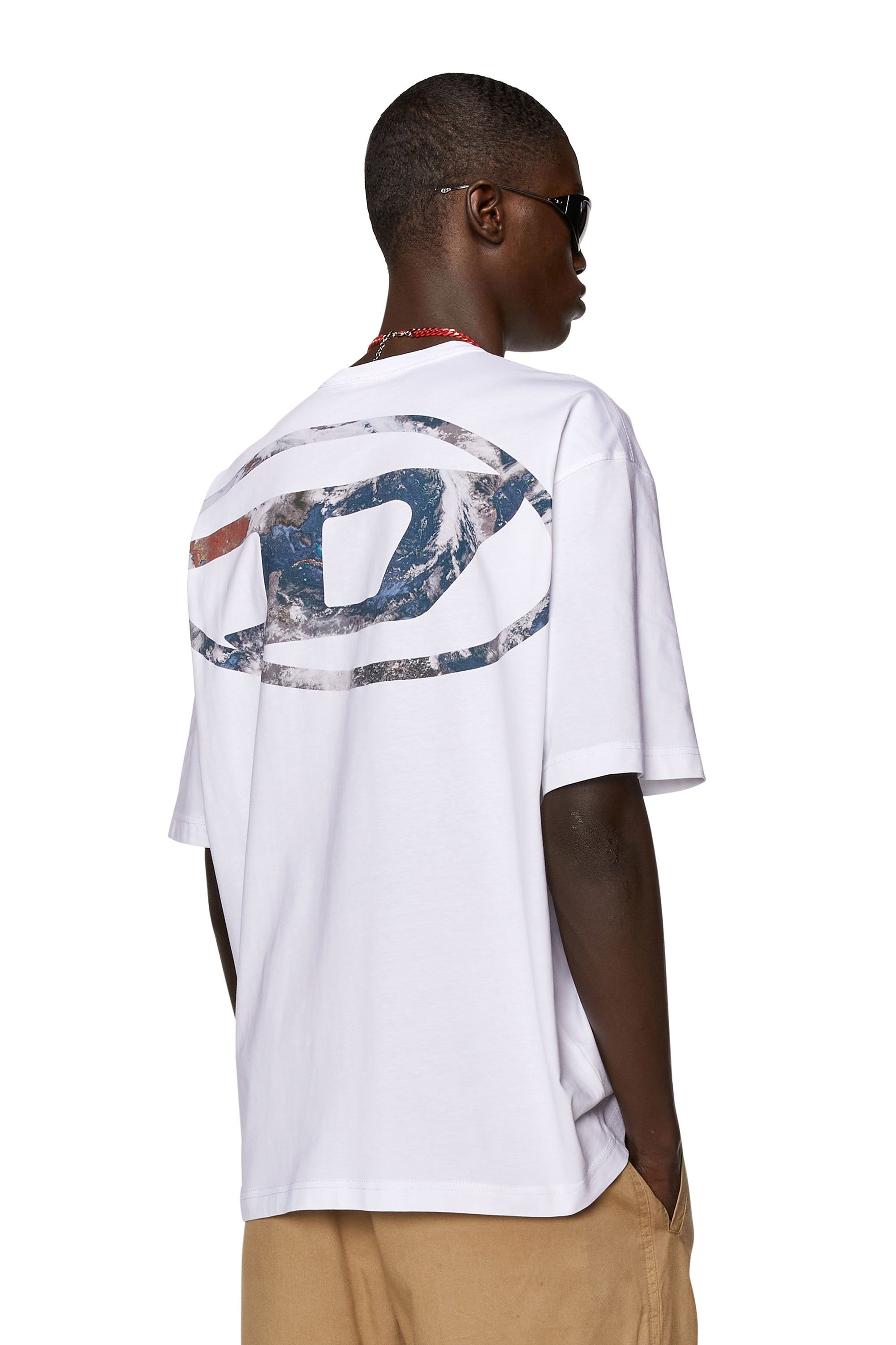 DIESEL メンズ Tシャツ ロゴ オーバルD ディーゼル トップス カットソー・Tシャツ ホワイト ブラック
