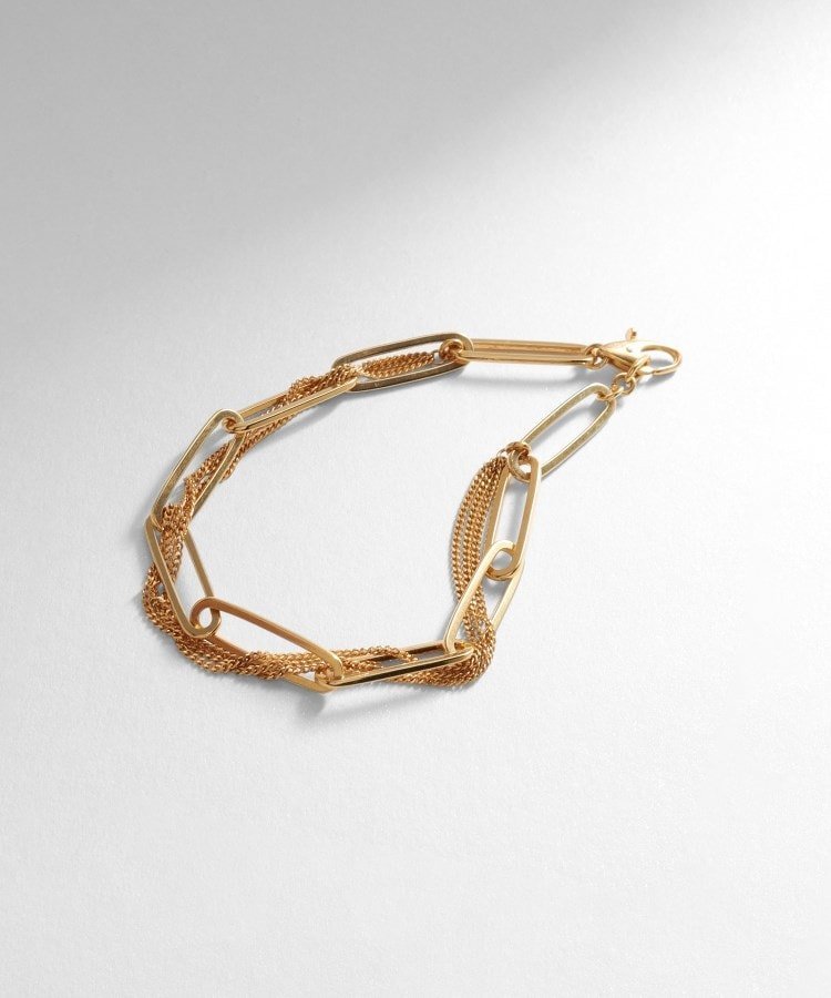 COCOSHNIK ONKITSCH シルバー ミックスチェーン フラットカーブ スルー ブレスレット GP ココシュニック オンキッチュ アクセサリー・腕時計 ブレスレット・バングル ゴールド【送料無料】