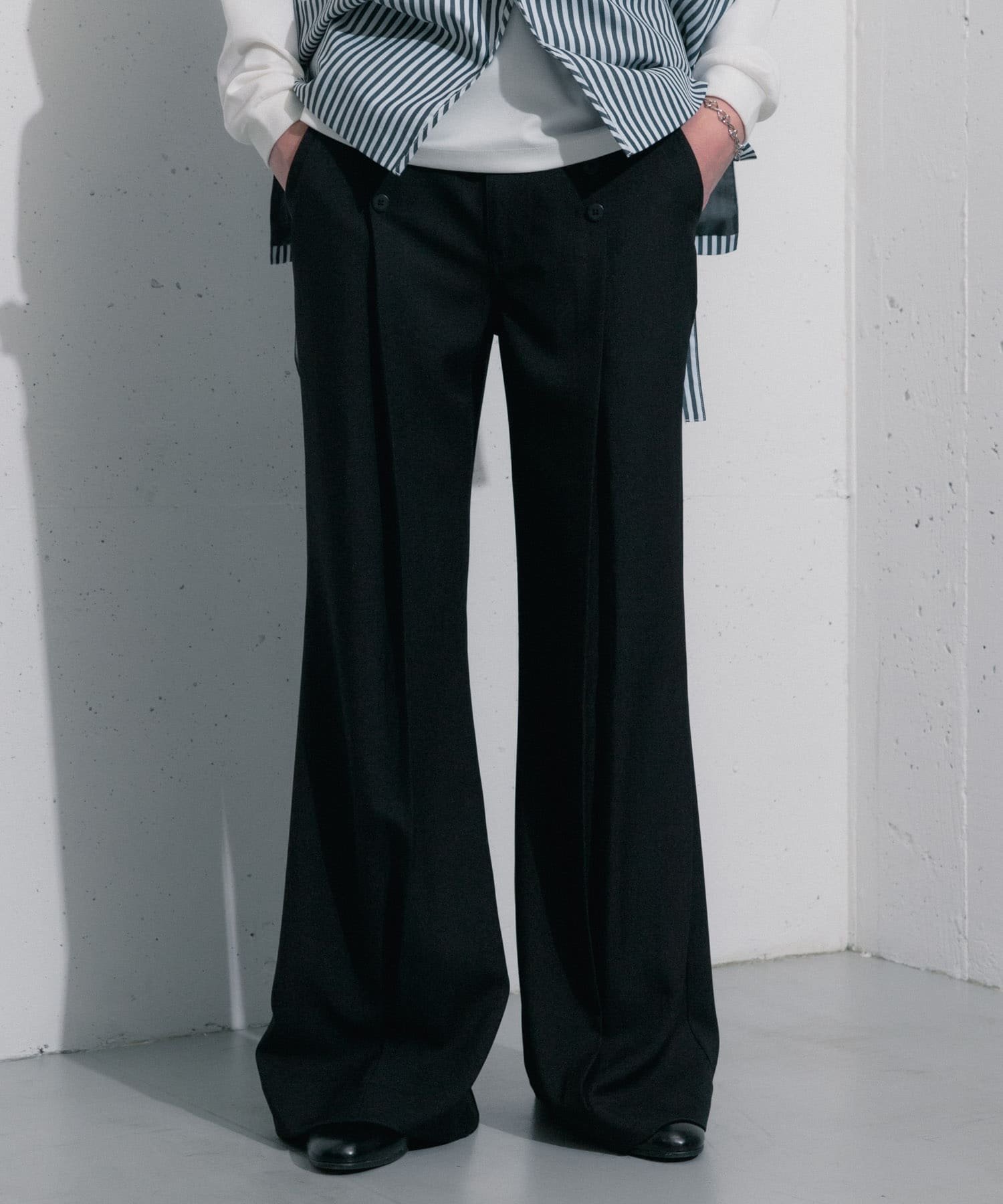SENSE OF PLACE hxcyyd * SOP セーラーフレアパンツ(UNISEX) センス オブ プレイス パンツ その他のパンツ ベージュ ブラック