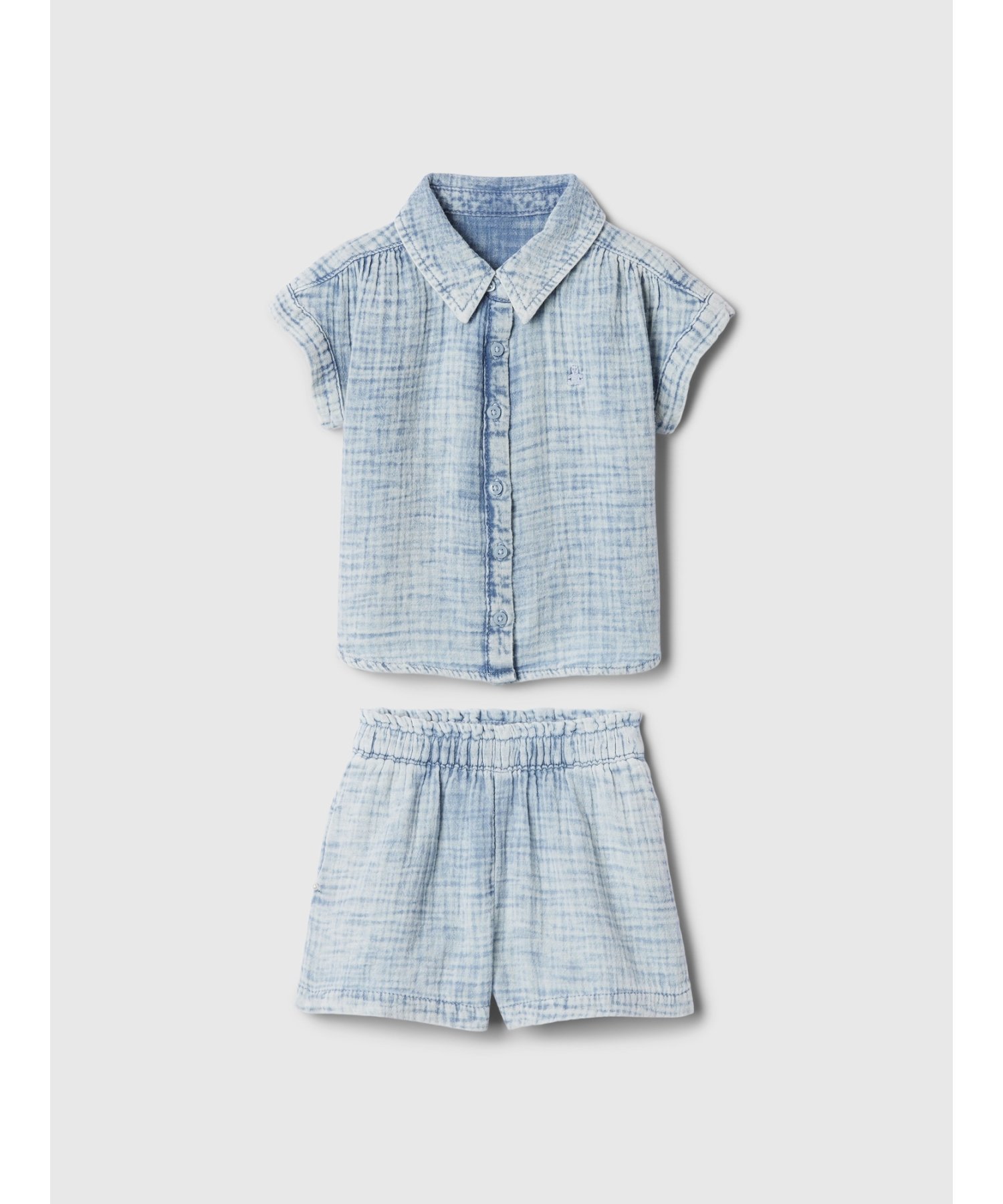 【SALE／40%OFF】GAP (K)babyGap クリンクルガーゼ 2点セットアップ ギャップ トップス シャツ・ブラウス ブルー【送料無料】