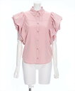 【SALE/42%OFF】STAY MOTION 【華奢見え】ボリュームフリルノースリーブブラウス クリア トップス シャツ・ブラウス ホワイト ピンク