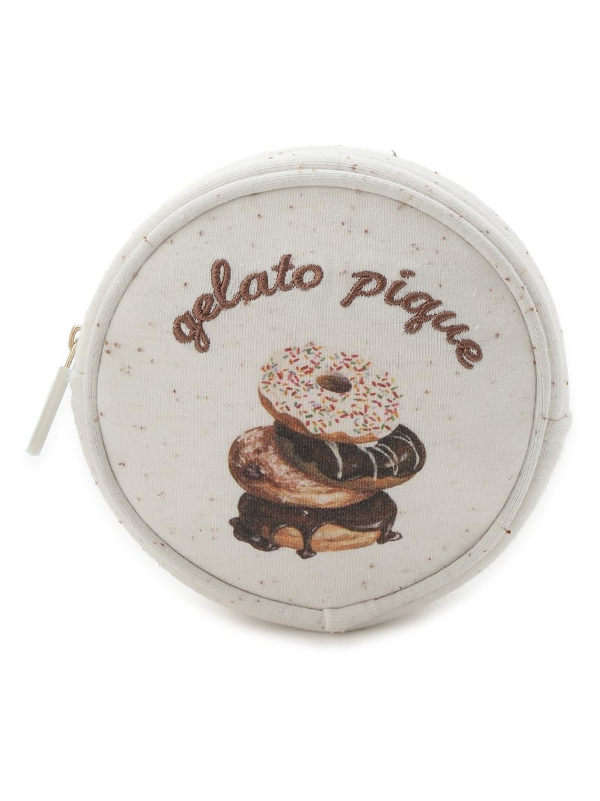 【SALE／30%OFF】gelato pique HIGH CALORIEワンポイント柄ラウンドポーチ ジェラートピケ 財布・ポーチ・ケース ポーチ ホワイト イエロー ピンクのサムネイル