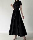 【SALE/20%OFF】JUNOAH ウエストリボンフレアシャツワンピース(薄手,裏地なし,ぺチスカートset) ジュノア ワンピース・ドレス シャツワンピー...