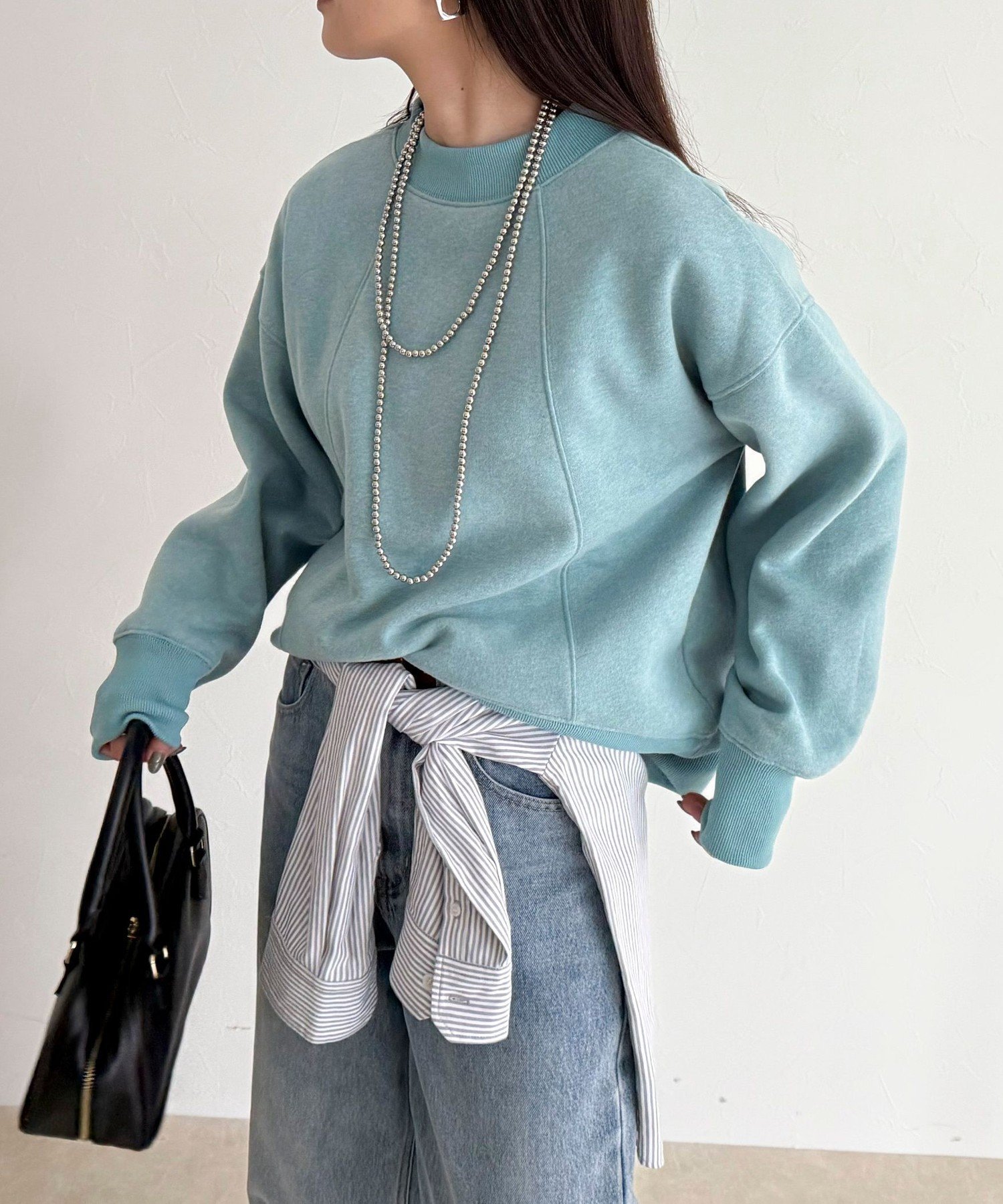 fredy emue 両面起毛モックネックスウェットプルオーバー フレディ アンド グロスター トップス スウェット・トレーナー ホワイト グレー【送料無料】