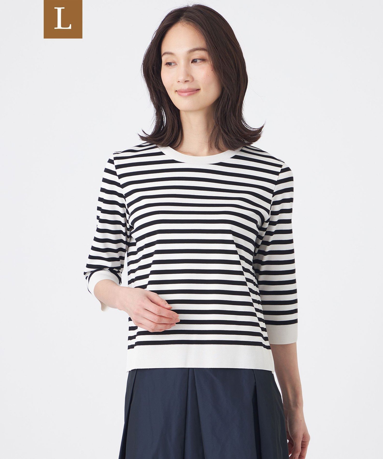 TRANS WORK 【L】【ウォッシャブル】セーターマシンカットソー サンヨー エルサイズ トップス カットソー・Tシャツ グレー ホワイト ブラウン