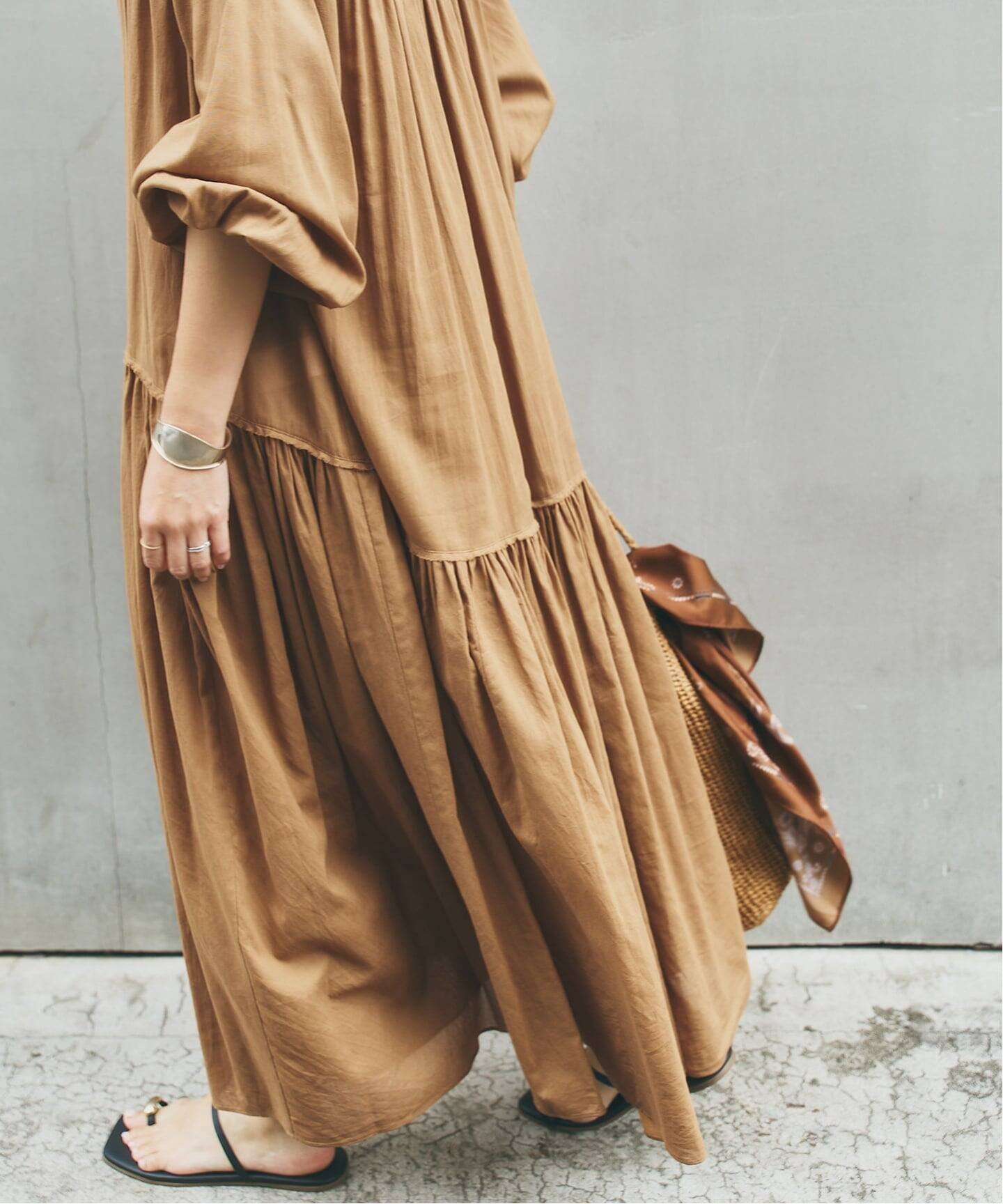 plage Cotton chiffon maxi ワンピース プラージュ ワンピース・ドレス ワンピース ブラウン レッド