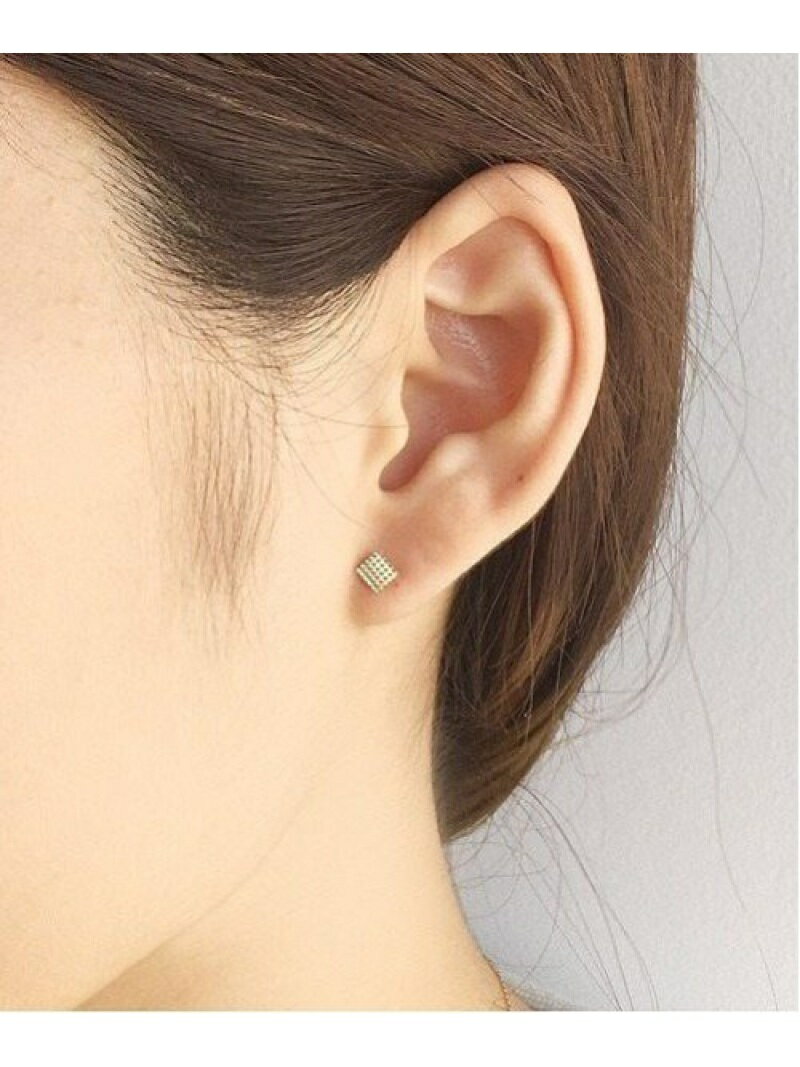 TAKE-UP [ セカンドピアス] K18スクエアキラキラカットピアス テイクアップ アクセサリー ピアス イエロー【送料無料】