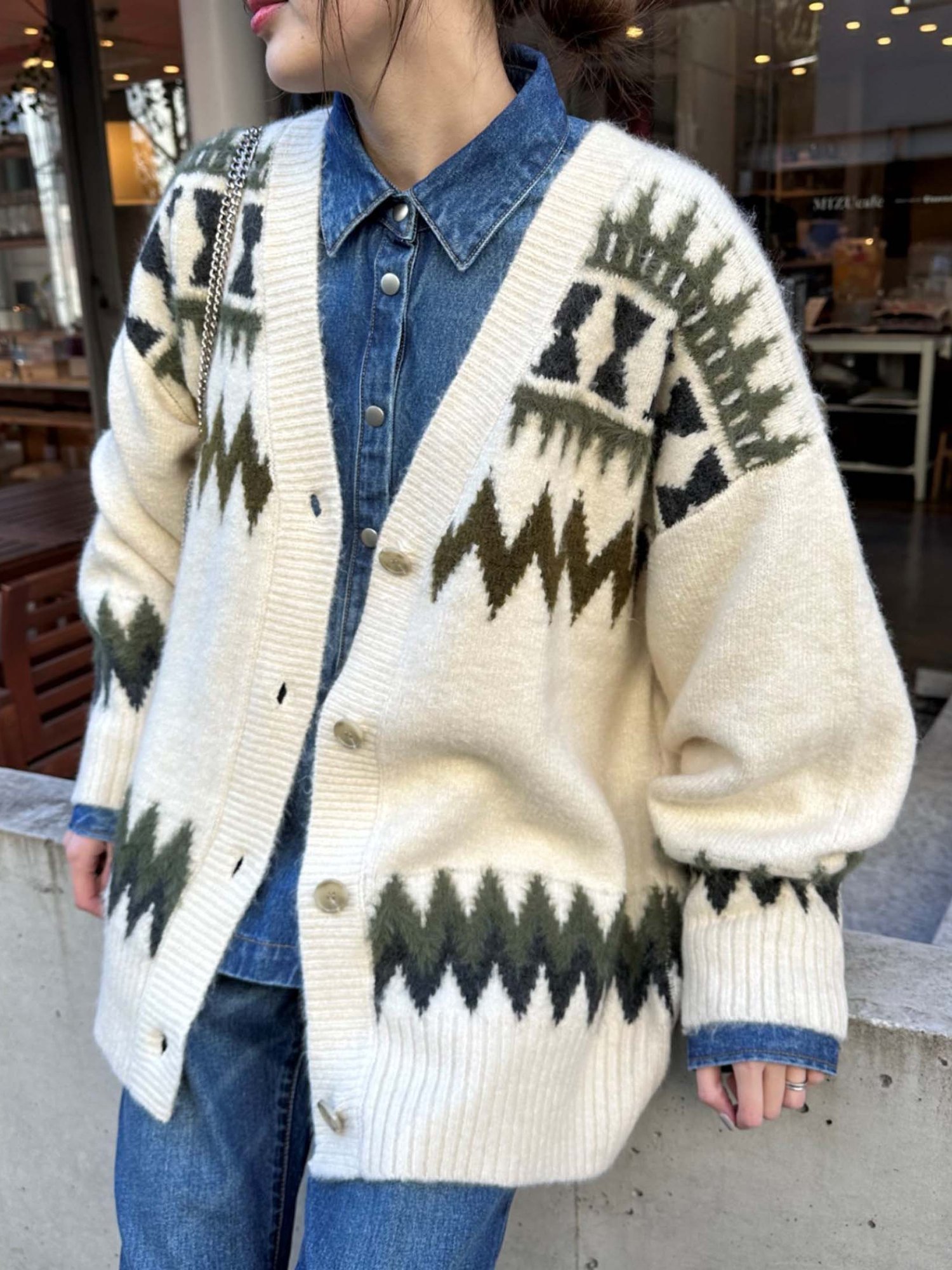 CIAOPANIC TYPY 【OSORO】ノルディックフェザーヤーンVネックニットカーディガン チャオパニックティピー トップス カーディガン ホワイト ネイビー グレー【送料無料】のサムネイル