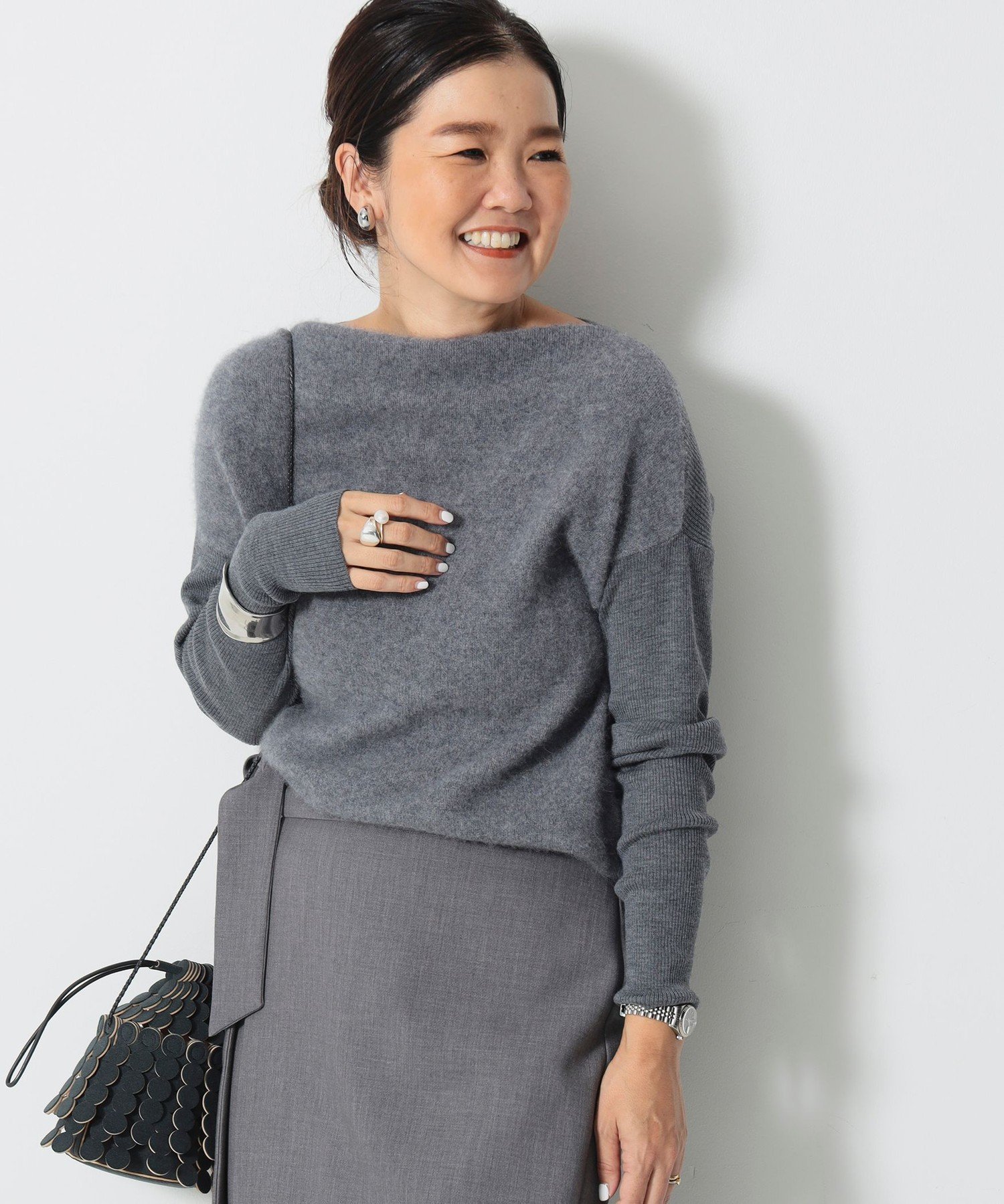 Demi-Luxe BEAMS フラッフィ ボートネック プルオーバー 24AW デミルクス ビームス トップス ニット ブラック ベージュ ブラウン【送料無料】のサムネイル