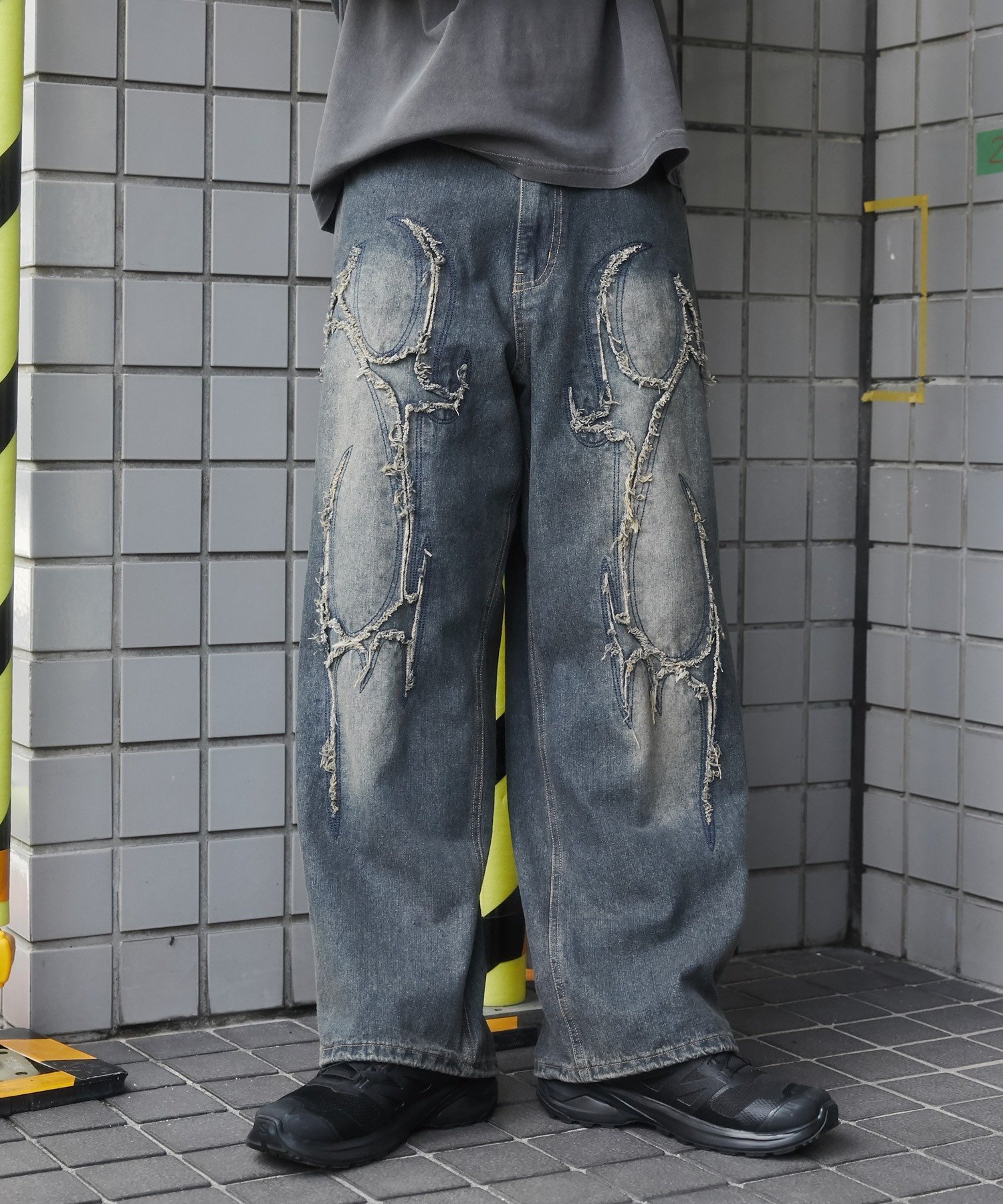 WEGO MEN'S トライバルフリンジデニムパンツ ウィゴー パンツ ジーンズ・デニムパンツ ピンク ブルー