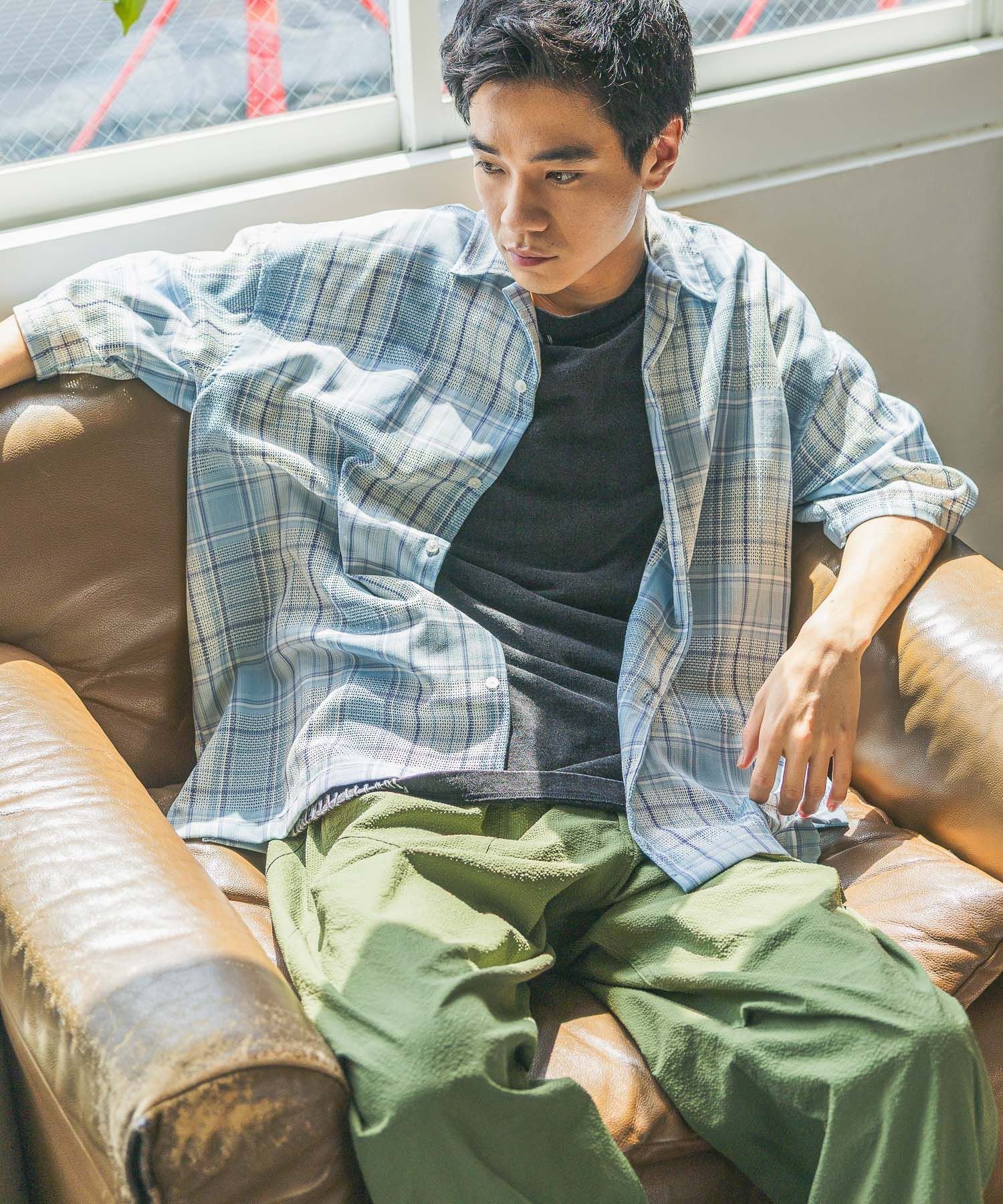 niko and ... シアーチェックシャツ ニコアンド トップス シャツ・ブラウス ブルー オレンジ ブラック【送料無料】のサムネイル