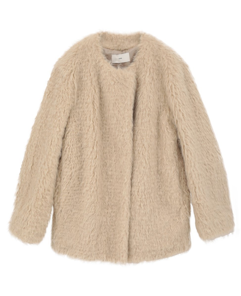 Liesse 【LEHA/レハ】BEIGE FAUX FUR HALF COAT(DR4FC001) リエス ジャケット・アウター その他のジャケット・アウター ベージュ