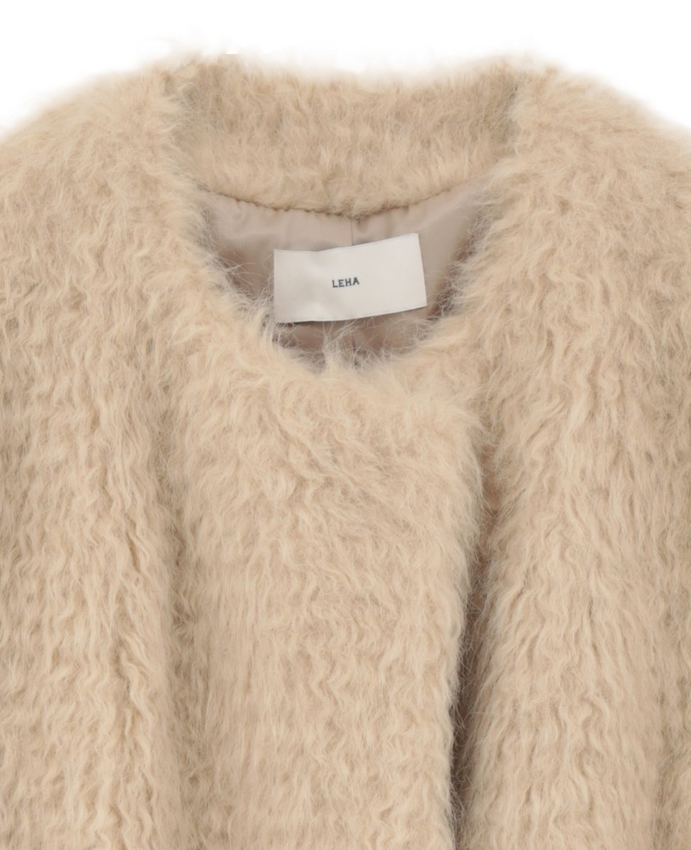 Liesse 【LEHA/レハ】BEIGE FAUX FUR HALF COAT(DR4FC001) リエス ジャケット・アウター その他のジャケット・アウター ベージュ