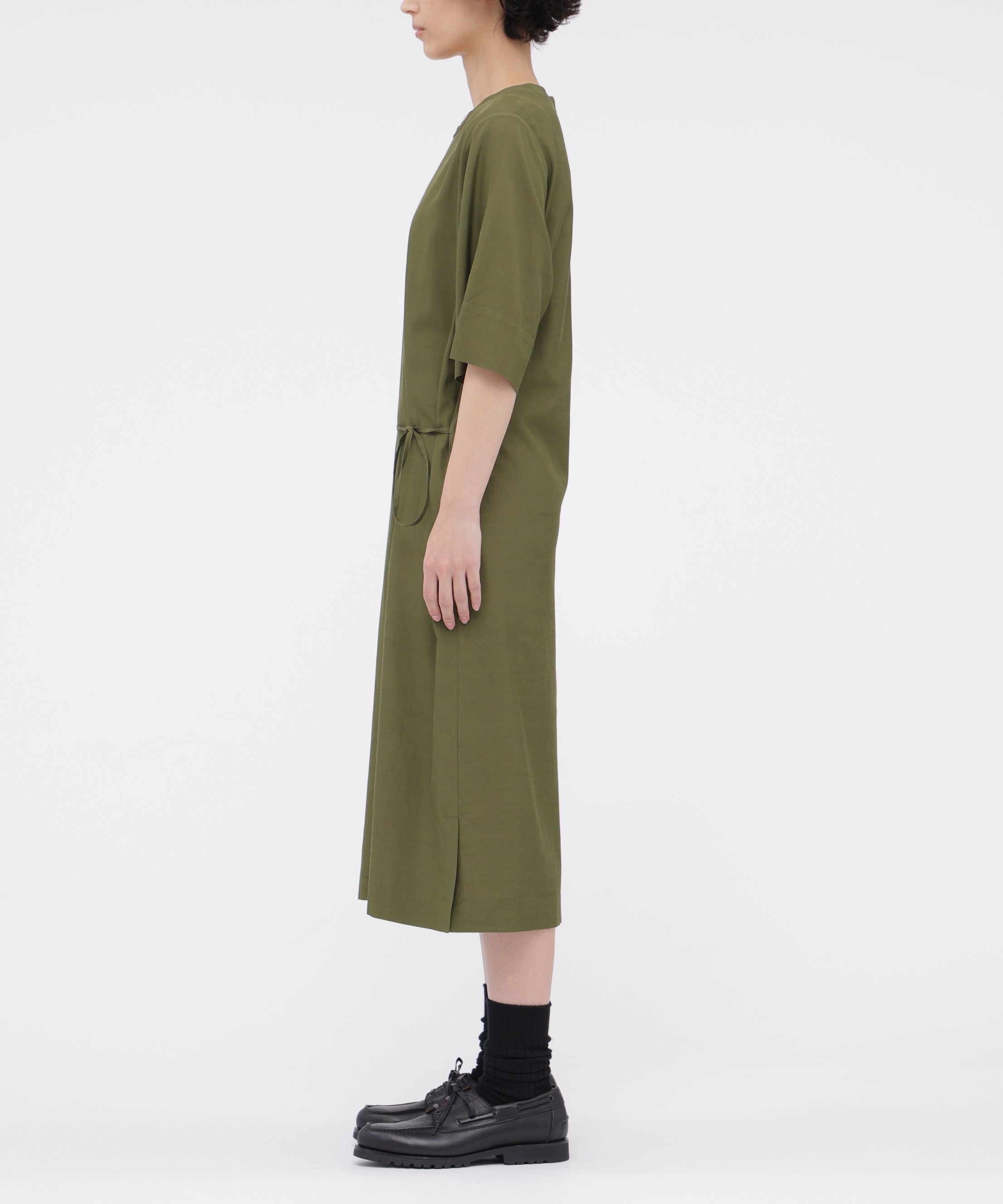 MARGARET HOWELL FLUID COTTON BLEND DRESS マーガレット・ハウエル ワンピース・ドレス その他のワンピース・ドレス ブラック グリーン