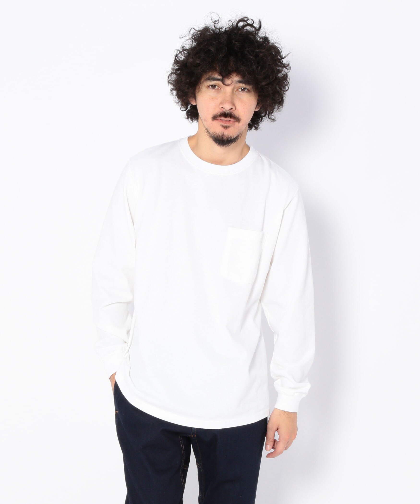 BEAVER Goodwear/グッドウェア L/S CREW NECK POCKET TEE ビーバー トップス カットソー Tシャツ ホワイト ブラック ベージュ ブラウン グリーン グレー パープル【送料無料】