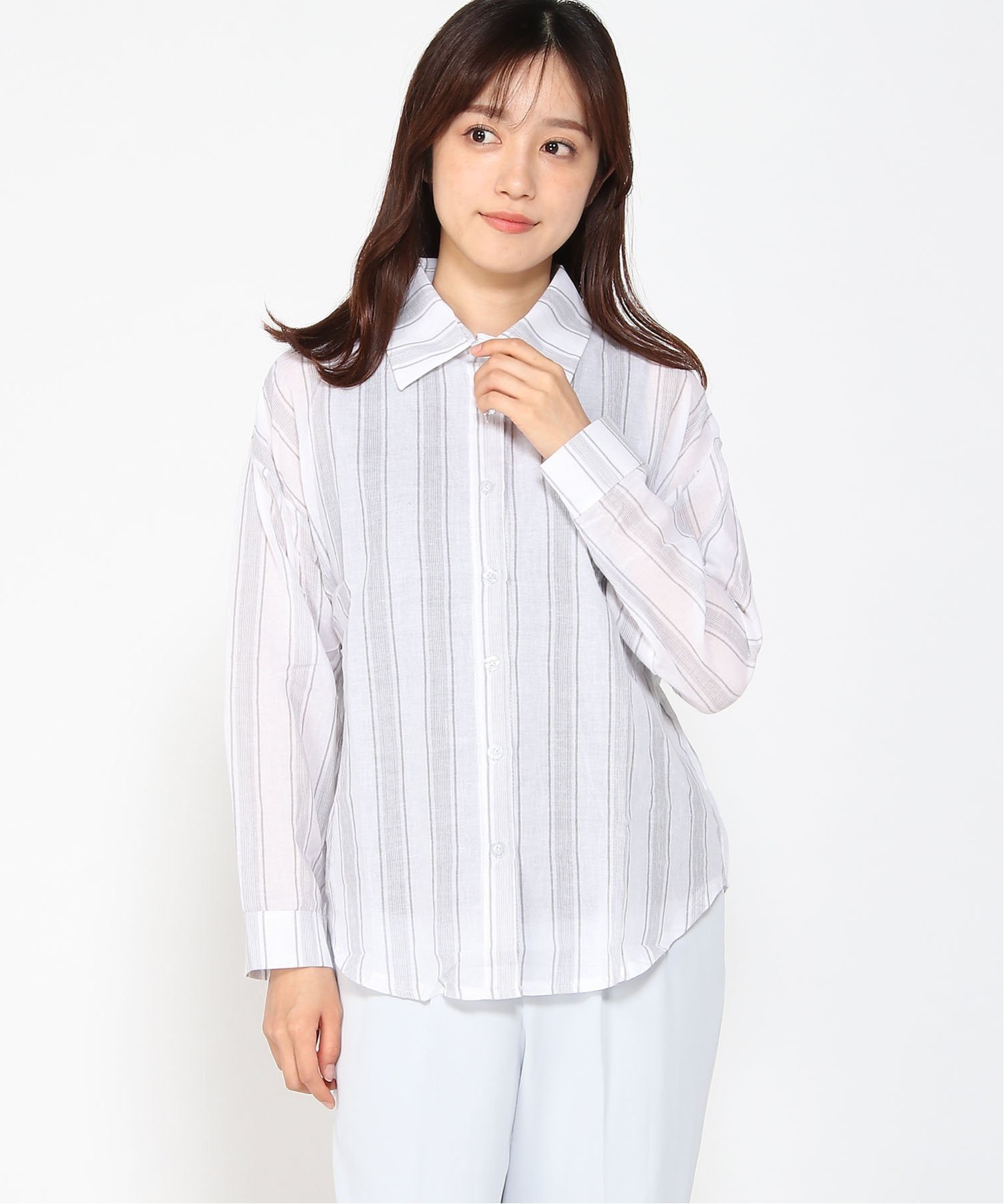 【SALE／39%OFF】miniministore ストライプシャツ レディース カジュアル ミニミニストア トップス シャツ・ブラウス グレー ブルー stylife-13618052 Rakuten Fashion サンプル画像3