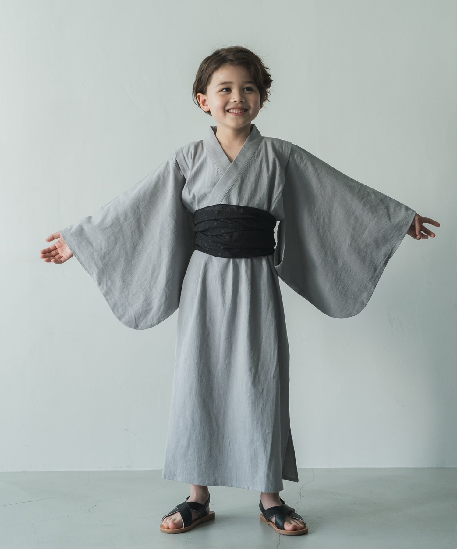 【SALE／20%OFF】riziere プルオーバーロング丈浴衣 リジェール 着物・浴衣・和装小物 浴衣 グレー ピンク【送料無料】のサムネイル