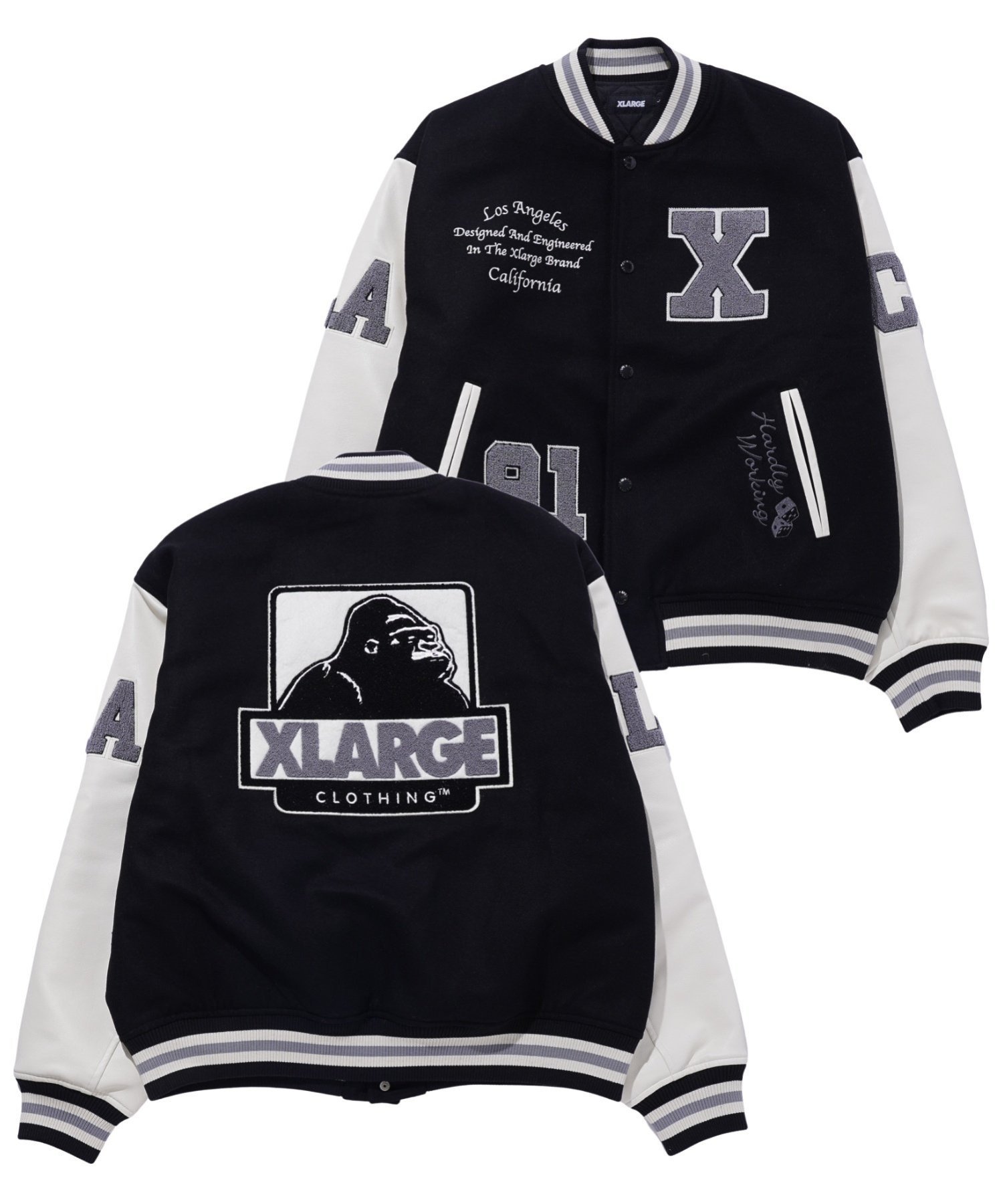 XLARGE OG LOGO VARSITY JACKET ジャケット XLARGE エクストララージ ジャケット アウター スタジャン スカジャン ブラック ブラウン グリーン ネイビー【送料無料】