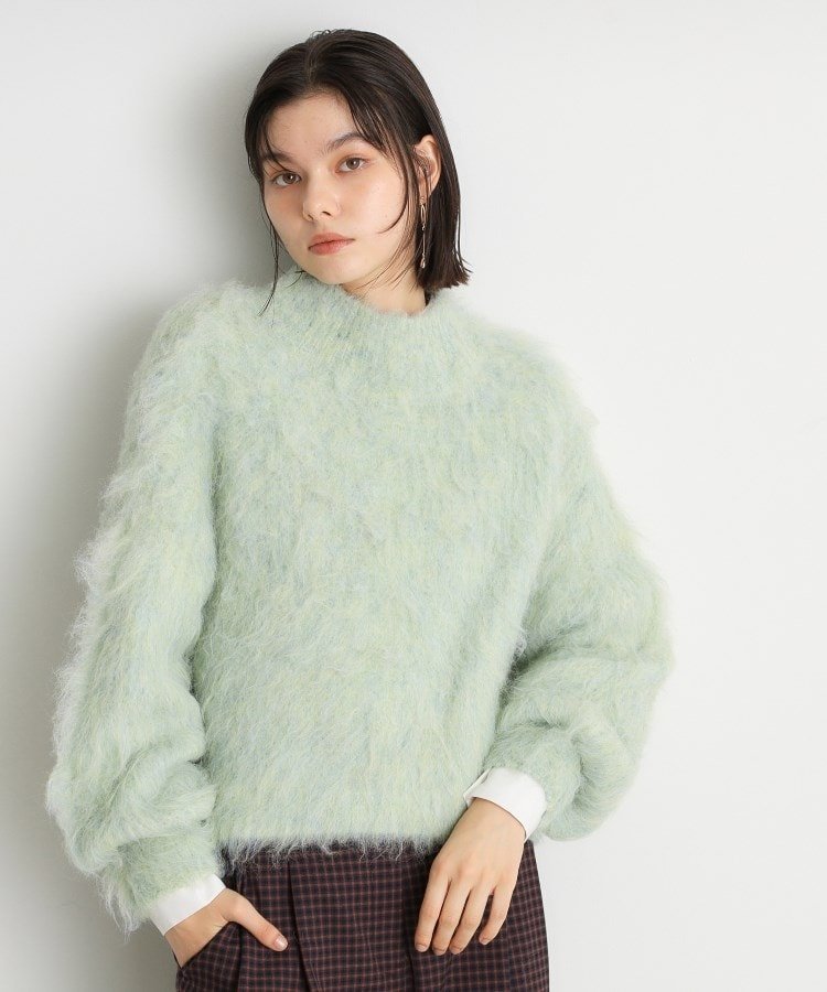 【SALE/40%OFF】THE SHOP TK mixシャギーハイネックショート/洗える ザ ショップ ティーケー トップス ニット ブルー グリーン パープル