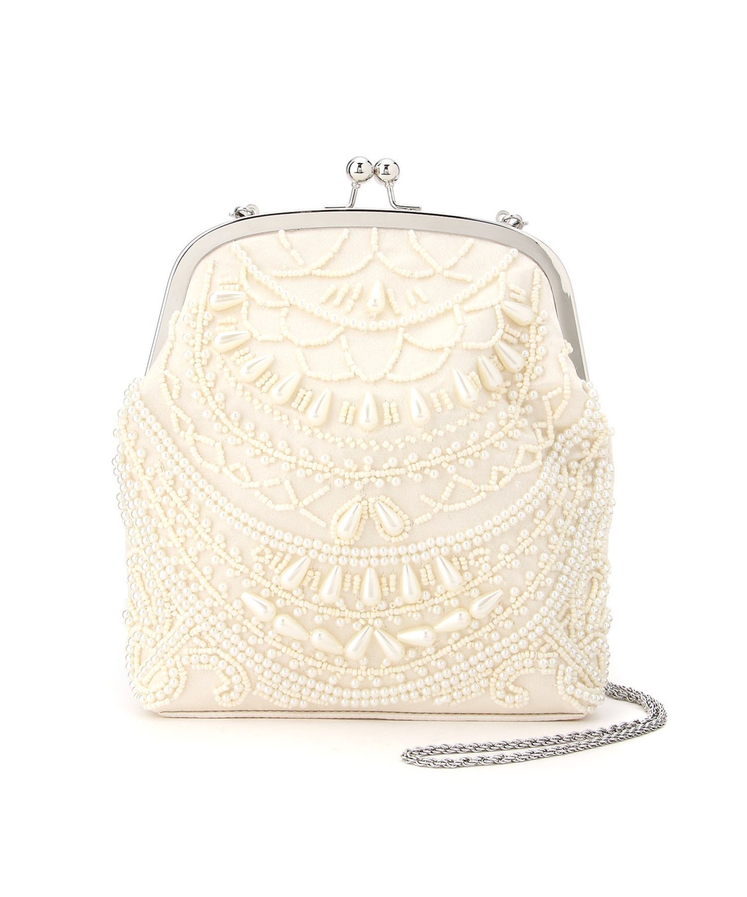 【SALE／60%OFF】Three Four Time Three Four Time/ビーズ刺繍がま口BAG スリーフォータイム バッグ ショルダーバッグ ホワイト グレー(4)