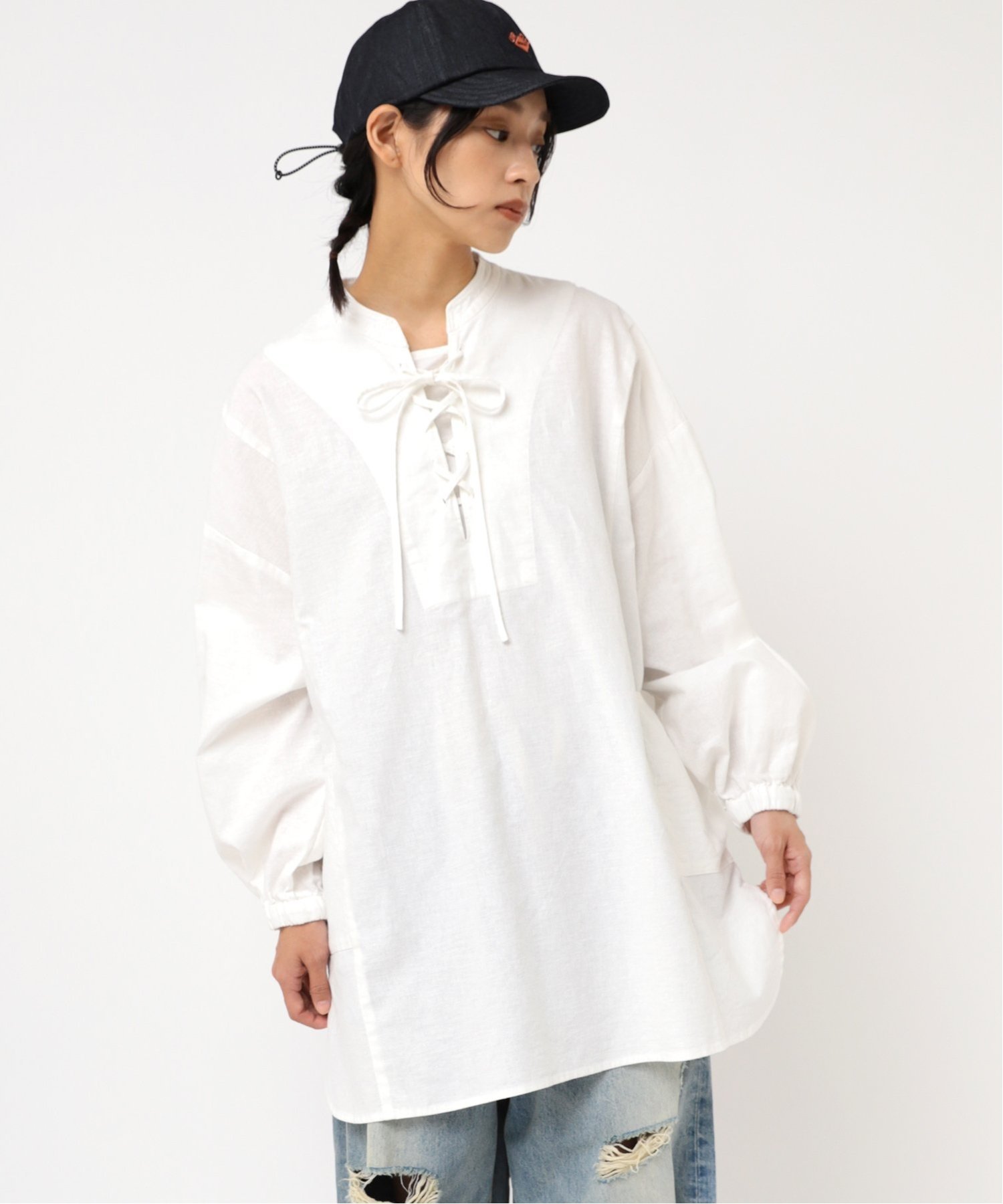 URCH RNA B2865 ARMYチュニックシャツ URCH RNA アールエヌエーエヌ トップス シャツ・ブラウス ホワイト カーキグリーン