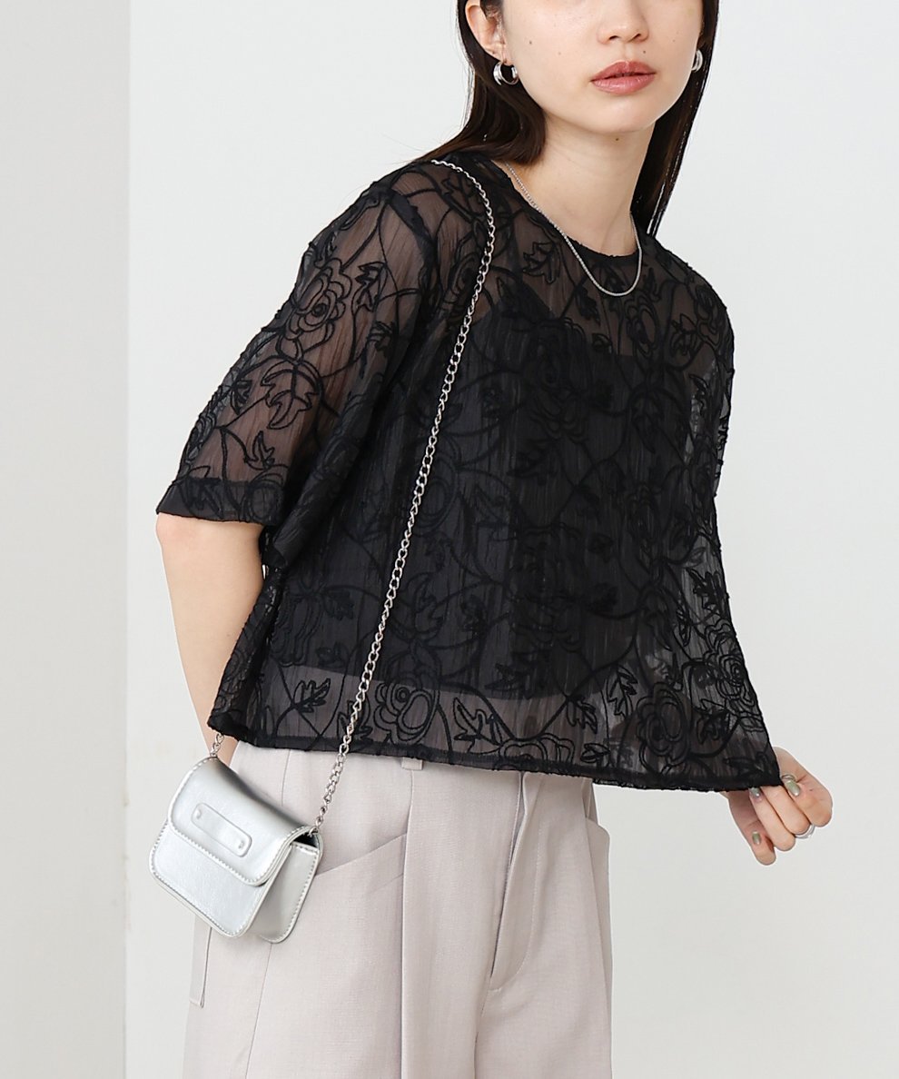 オーガンジー刺繍トップス 定価以下 novi-z_jjtz-44as-ac1181-fc