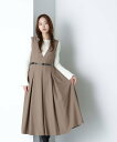 NATURAL BEAUTY BASIC ベルテッドタックジャンスカ ナチュラルビューティベーシック ワンピース・ドレス ワンピース ベージュ グレー【送料無料...