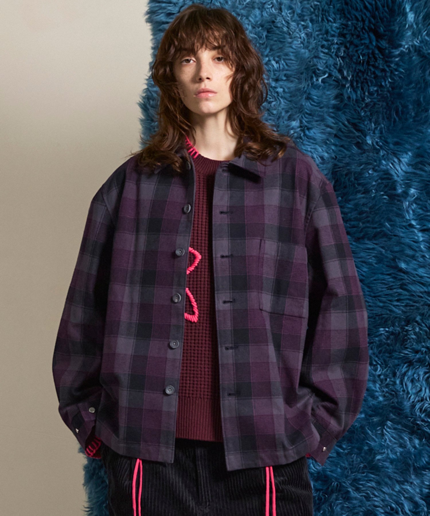 MAISON SPECIAL Prime-Over Regular Collar Heavy-Weight Flannel Shirt メゾンスペシャル トップス シャツ・ブラウス ネイビー グレー ピンク ホワイト レッド グリーン【送料無料】のサムネイル