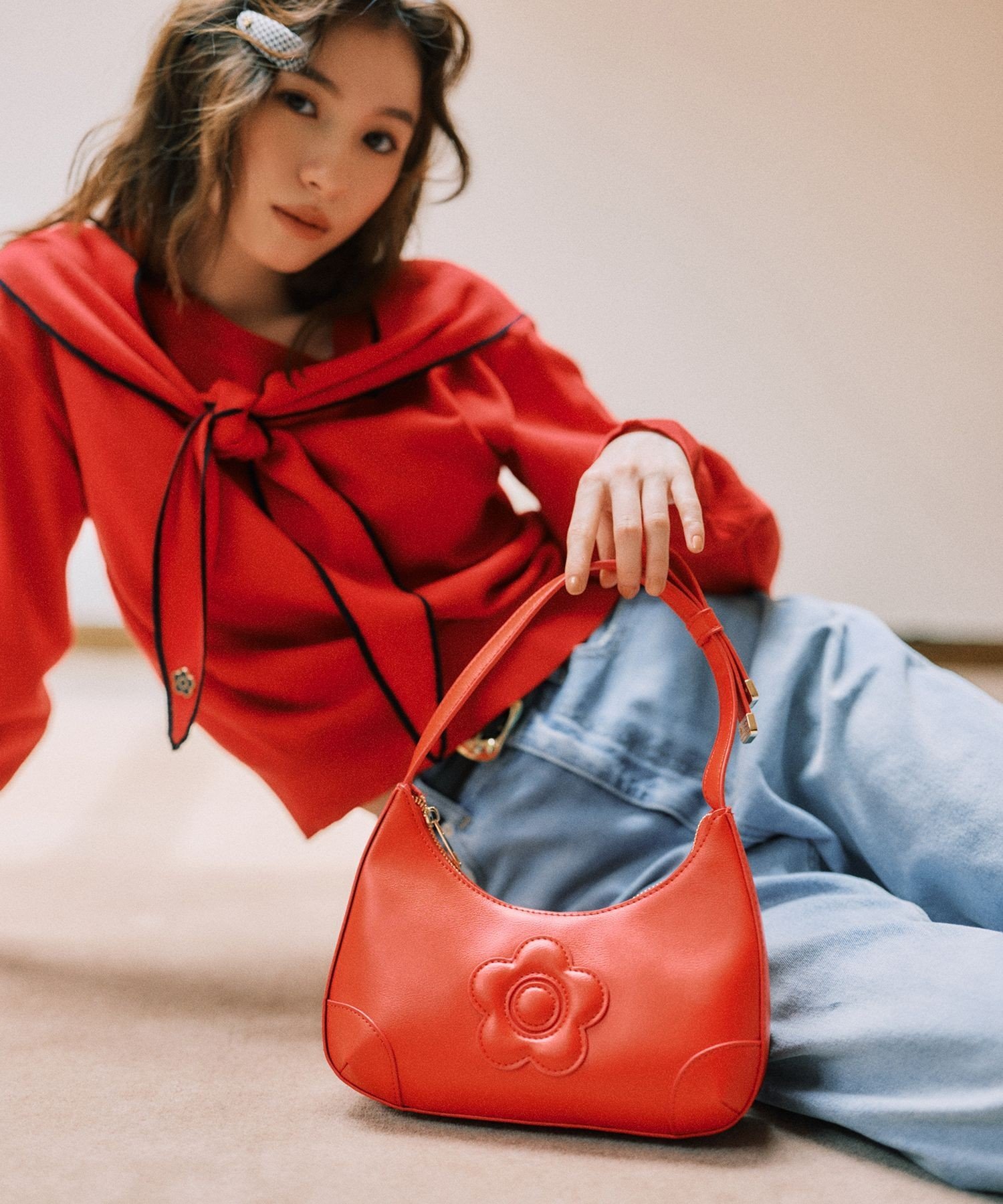 VIS 【MARY QUANT*VIS】デイジーハンドルリボンワンショルダーバッグ ビス バッグ ショルダーバッグ ブラック レッド ベージュ【送料無料】