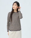 BEAMS HEART WOMEN コットン天竺 ボーダー カットソー ビームス ハート トップス カットソー・Tシャツ ホワイト カーキグリーン グリーン ベージュ グレー【送料無料】