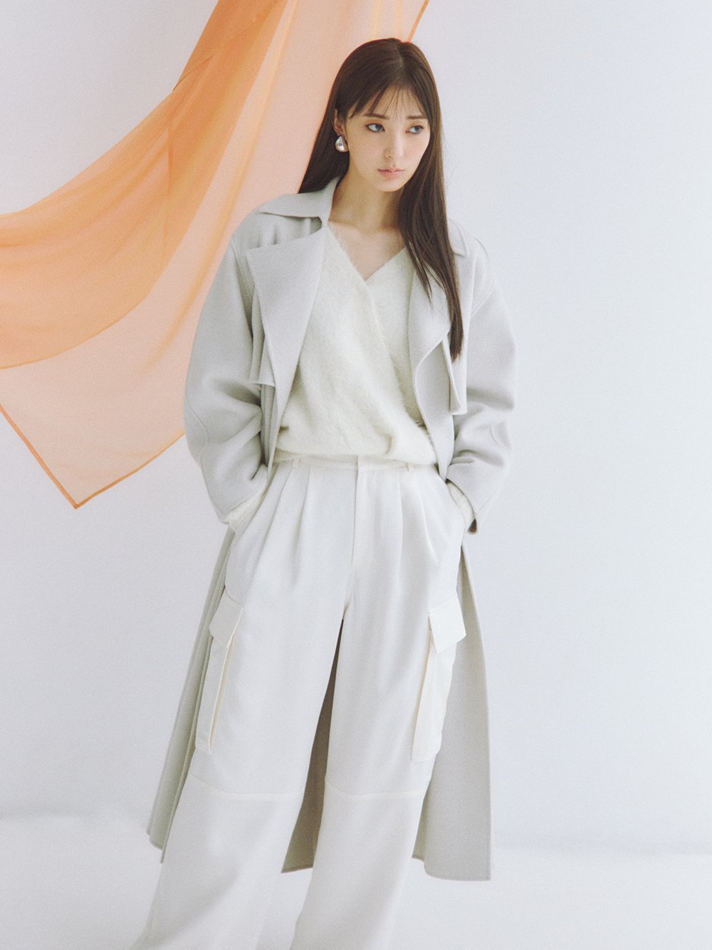 【SALE／50%OFF】FRAY I.D ウェーブウールリバートレンチコート フレイ アイディー ジャケット・アウター トレンチコート ベージュ ブルー【送料無料】のサムネイル