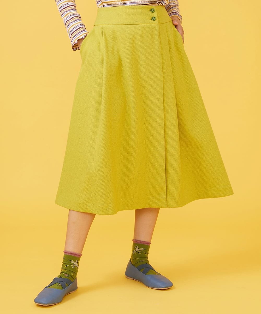 【SALE／60%OFF】Jocomomola 先染めカルゼ ラップ風スカート ホコモモラ スカート その他のスカート イエロー ベージュ【送料無料】