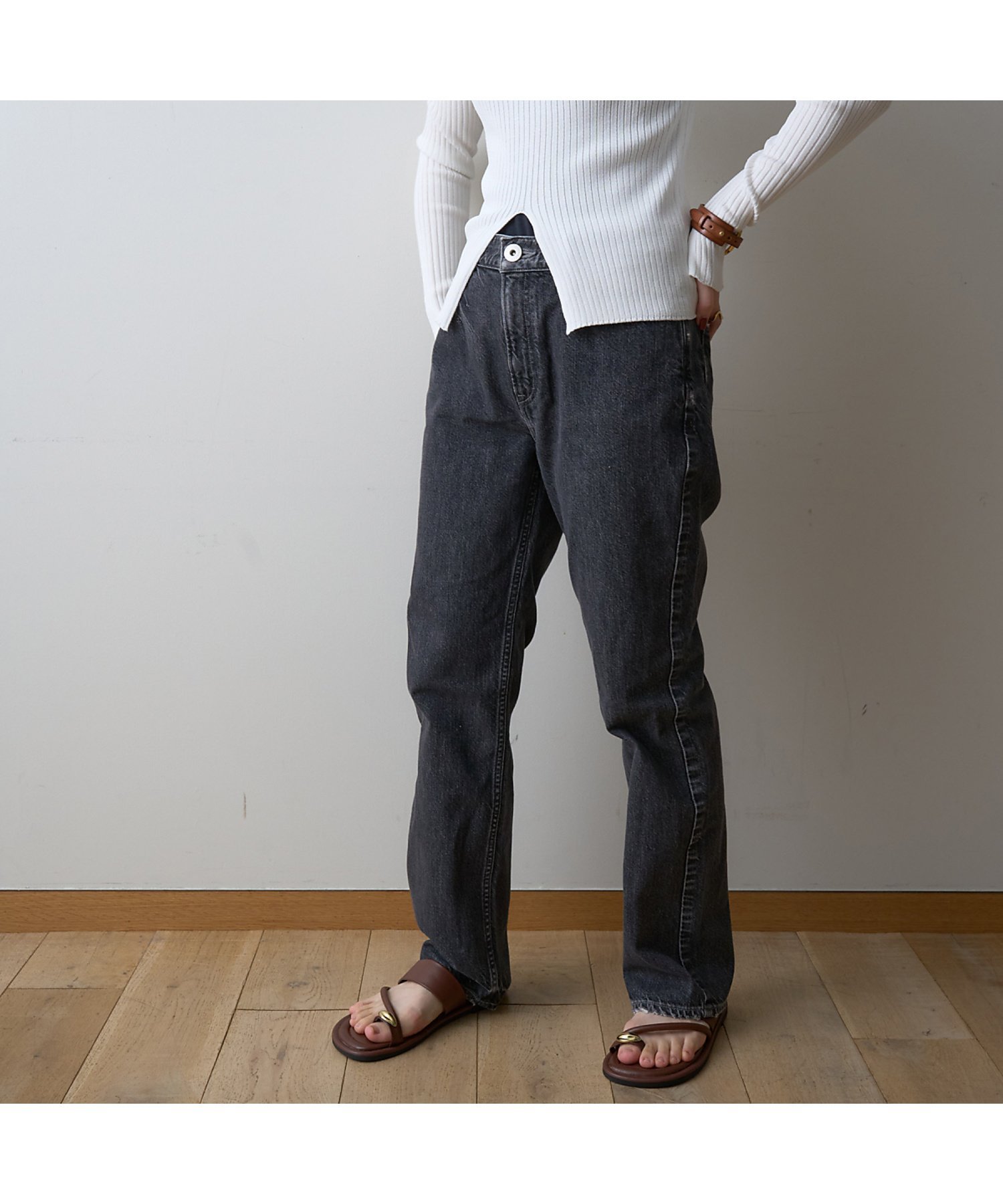 Rouge vif la cle 【upper hights/アッパーハイツ】THE ELISA ビットテーパード ルージュ・ヴィフ ラクレ パンツ ジーンズ・デニムパンツ ブラック