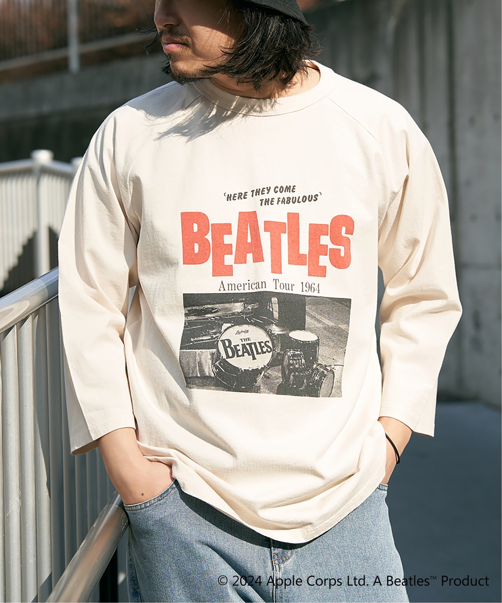 VENCE share style MENs THE BEATLES ザ ビートルズ フォトラグランロンT ヴァンス エクスチェンジ トップス カットソー・Tシャツ ホワイト グレー