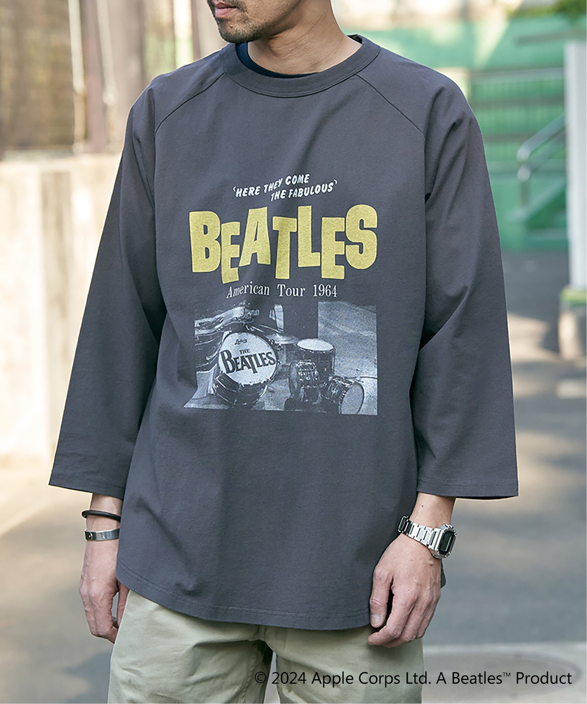 VENCE share style MENs THE BEATLES ザ ビートルズ フォトラグランロンT ヴァンス エクスチェンジ トップス カットソー・Tシャツ ホワイト グレー