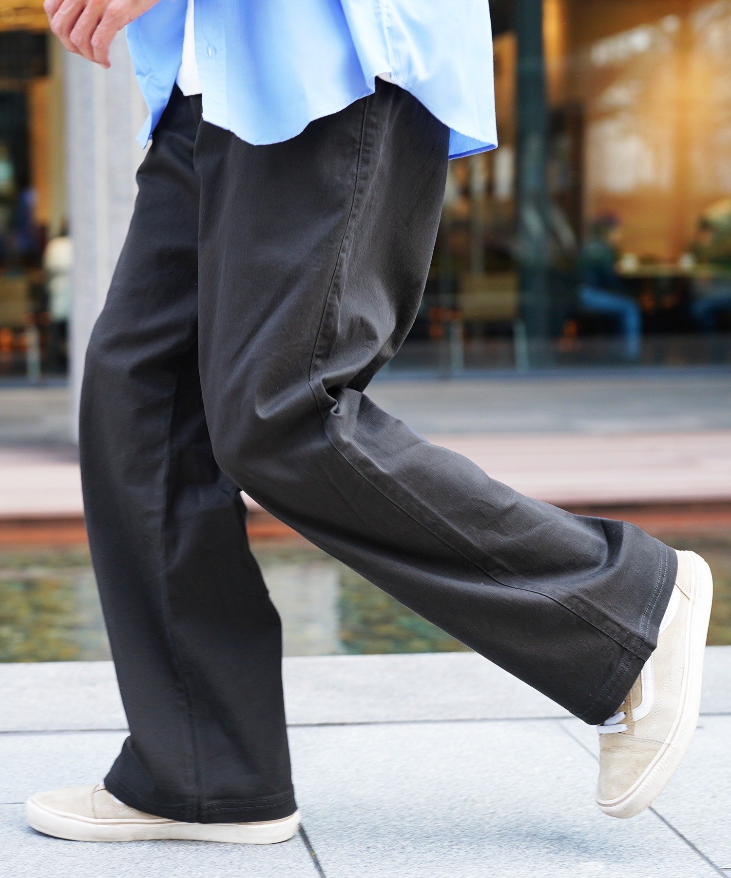 JIGGYS SHOP SELECT ストレッチ ワイドシルエット イージーパンツ メンズ チノパン ジギーズショップ パンツ チノパンツ カーキグリーン ベージュ ブラック