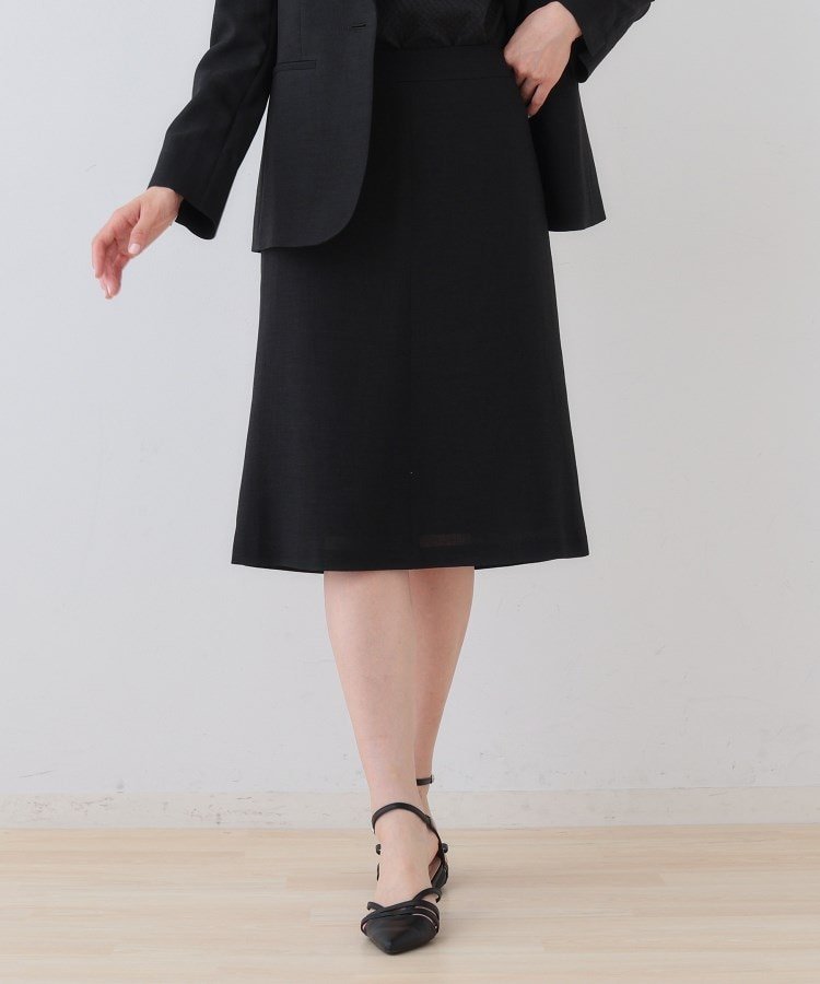 【SALE／52%OFF】INDIVI 【日本製】リネンライクセミフレアースカート インディヴィ スカート ロング・マキシスカート ブラック ブラウン【送料無料】