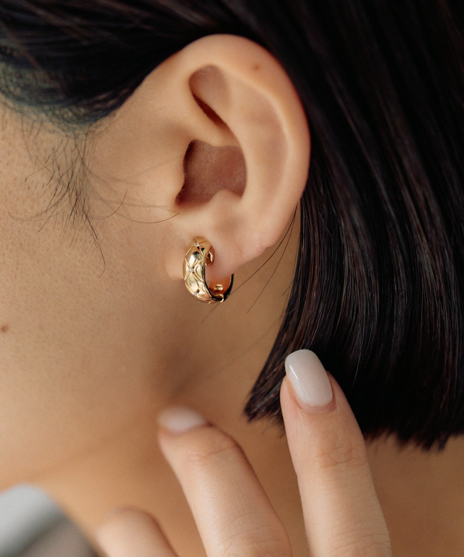 ear PAPILLONNER キルティングマグネットイヤリング/イヤーカフ イア パピヨネ アクセサリー・腕時計 その他のアクセサリー・腕時計 ゴールド シルバー【送料無料】