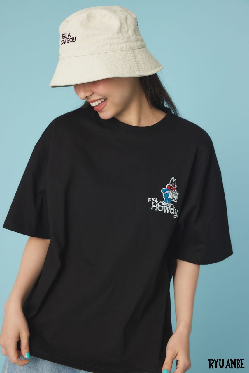 RODEO CROWNS WIDE BOWL 【UNISEX】(Ryu Ambe)MOTIF刺繍Tシャツ ロデオクラウンズワイドボウル トップス カットソー・Tシャツ ホワイト ブラック カーキグリーン